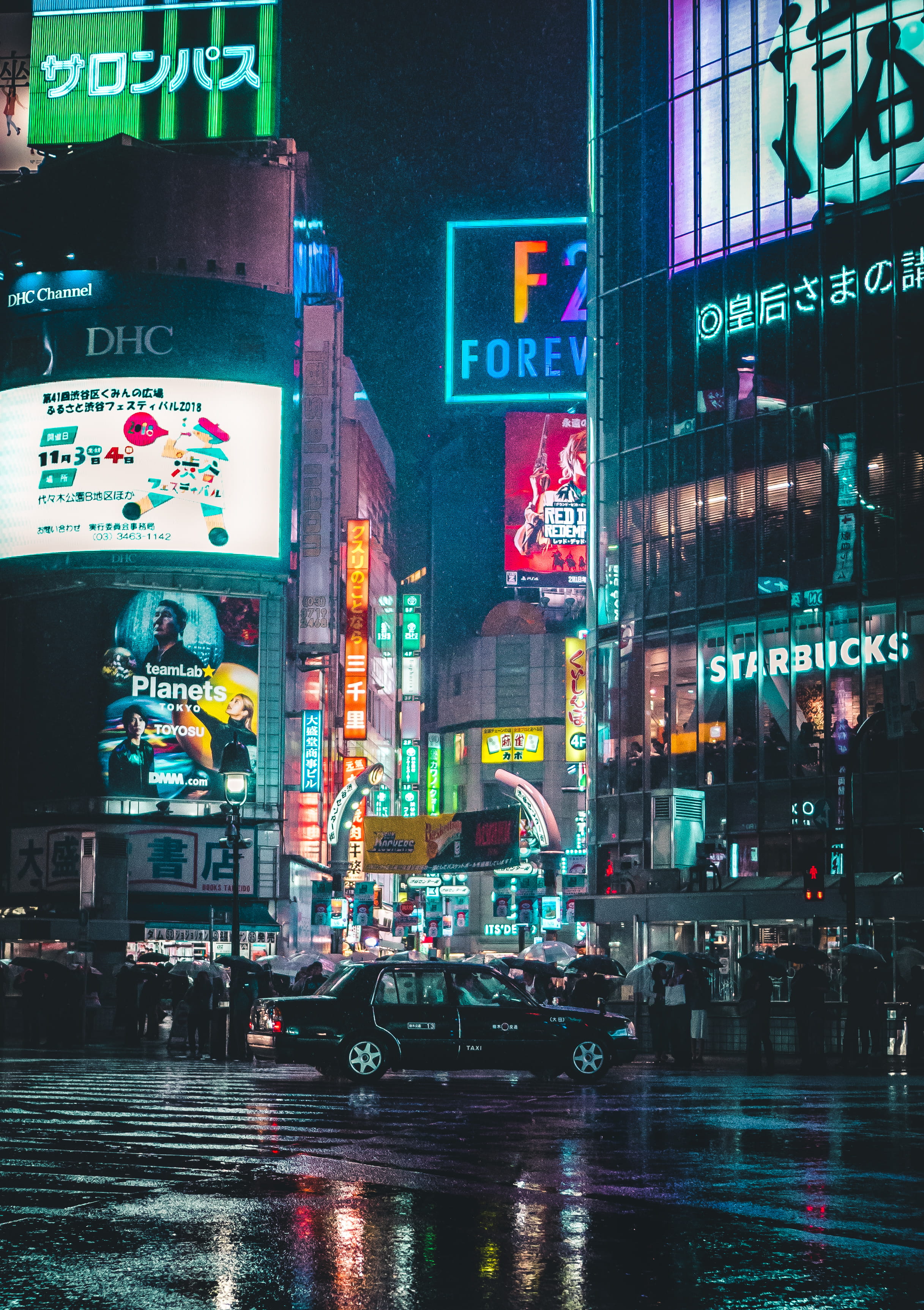 black car on road near buildings street sign outdoors asia 2k