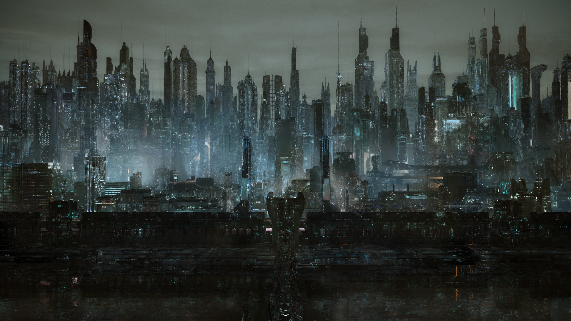 Cyber city Dark City Futuristic