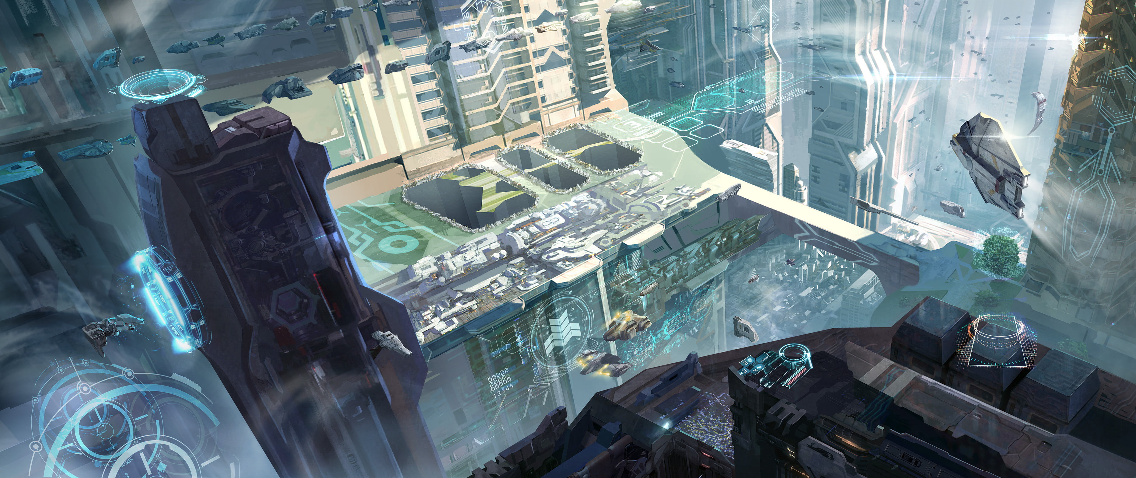 cyberpunk city ultrawide 2k