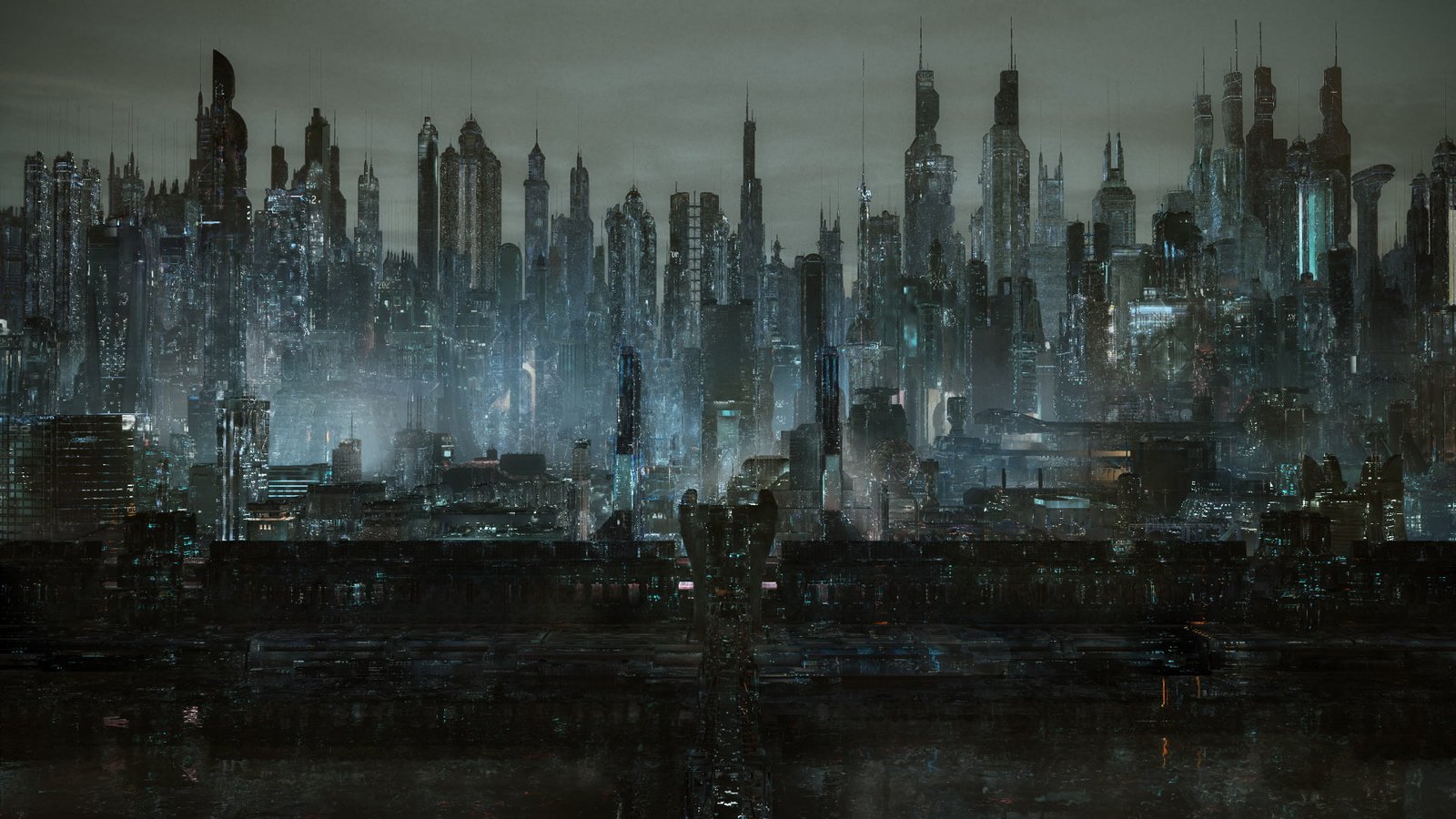 Dark City futuristic cyber city