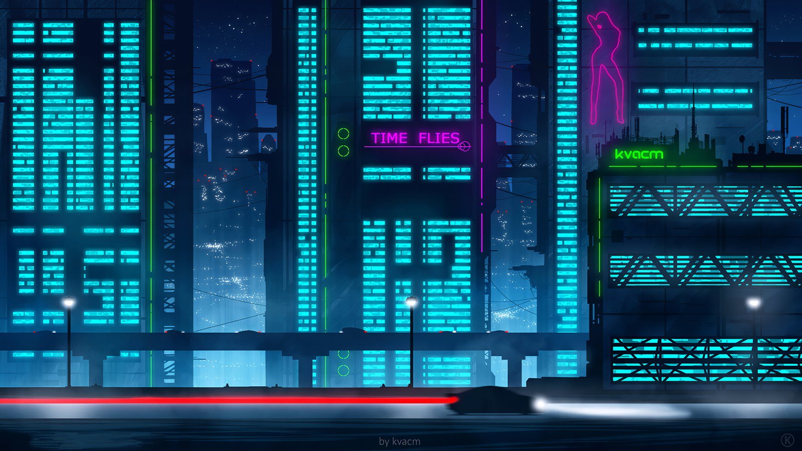 digital art artwork illustration environment city lights 2k