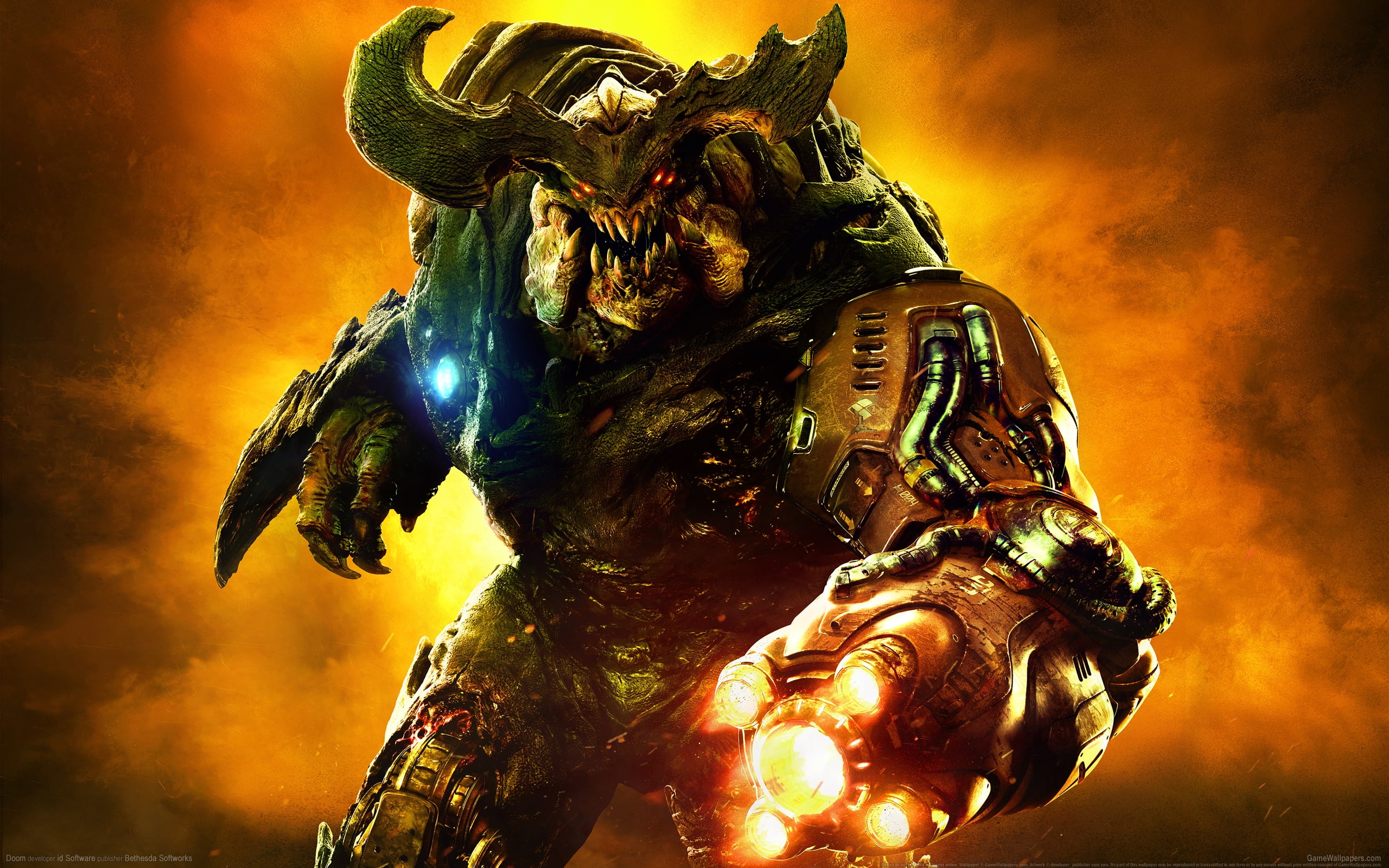 doom cyberdemon wallpaper game the demon Bethesda Softworks 2k