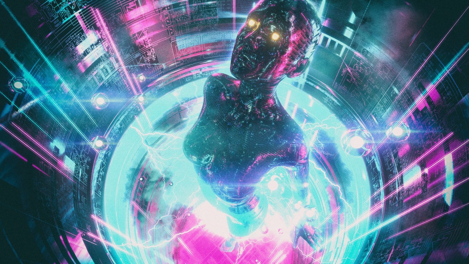 Girl Art Neon Cyber Cyberpunk Synth Retrowave Synthwave