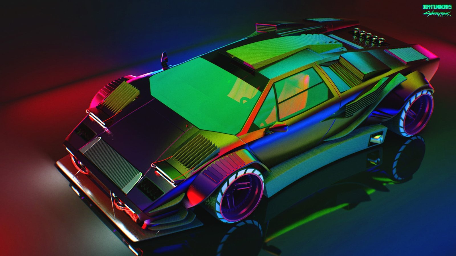 Reflection Auto Lamborghini Neon Machine The hood Car