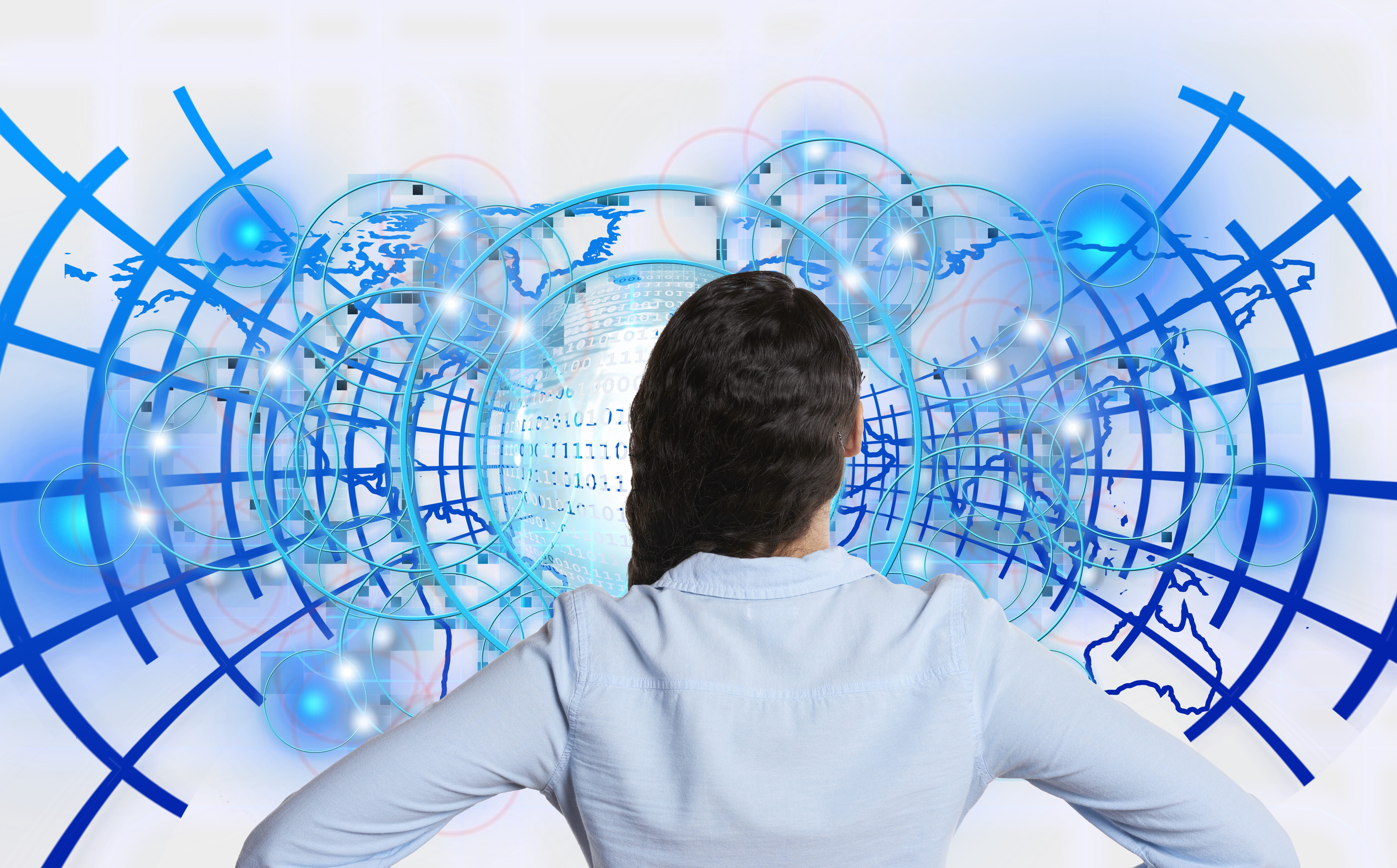 woman businesswoman worldwide binary null one cyber design 2k 4k 5k