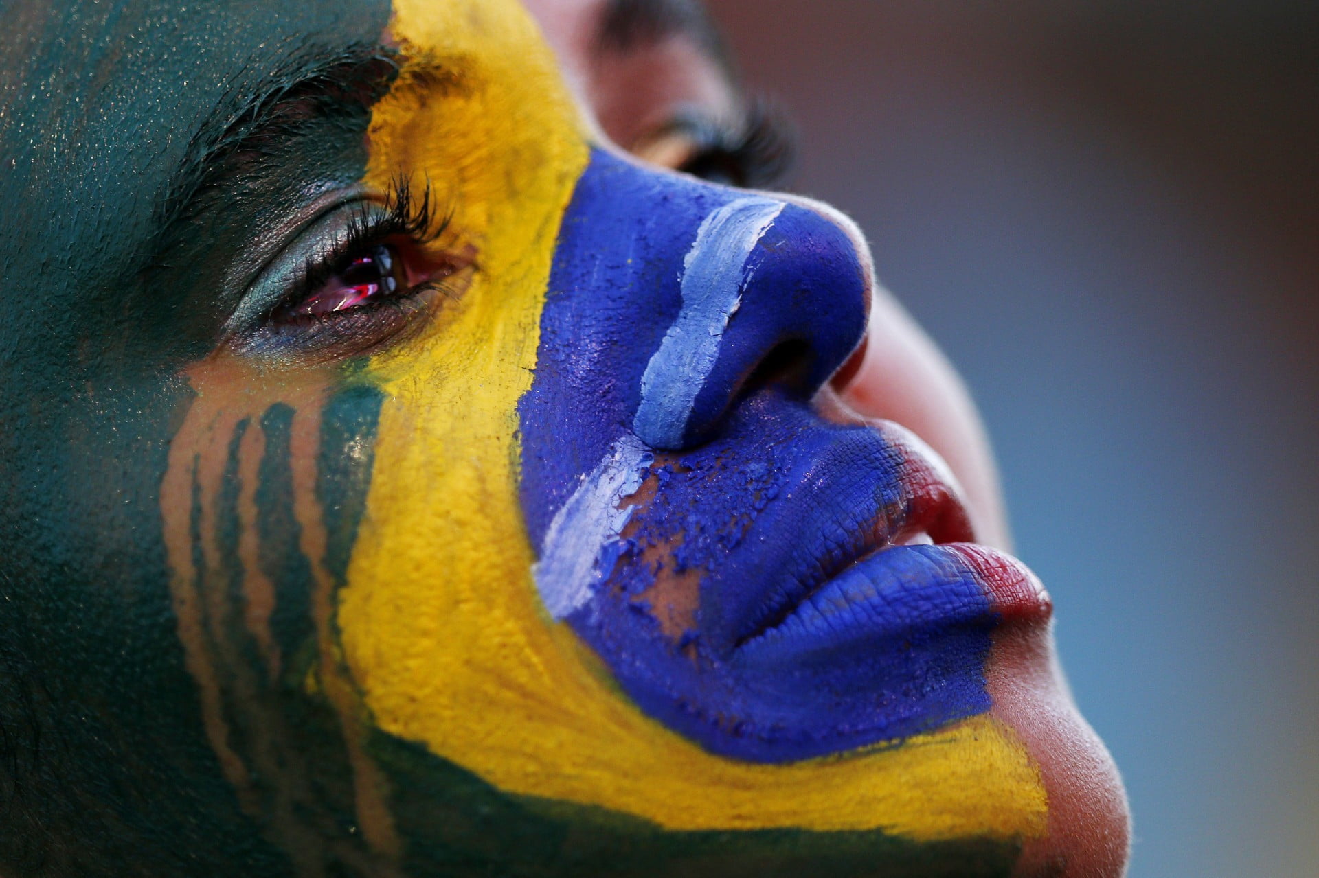 FIFA World Cup Brasil Girls soccer fans crying face paint 68
