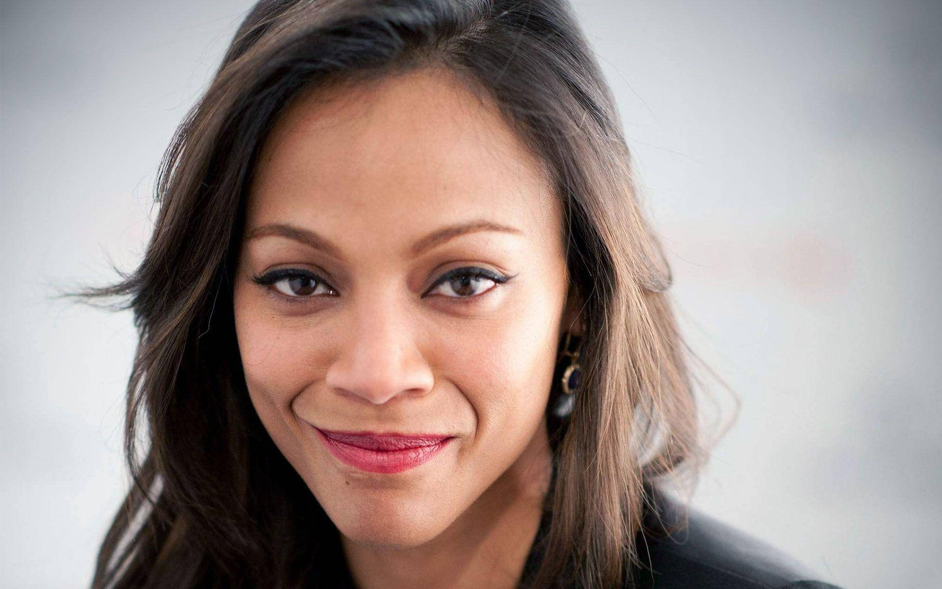 zoe saldana red lipstick photograph actress hollywood