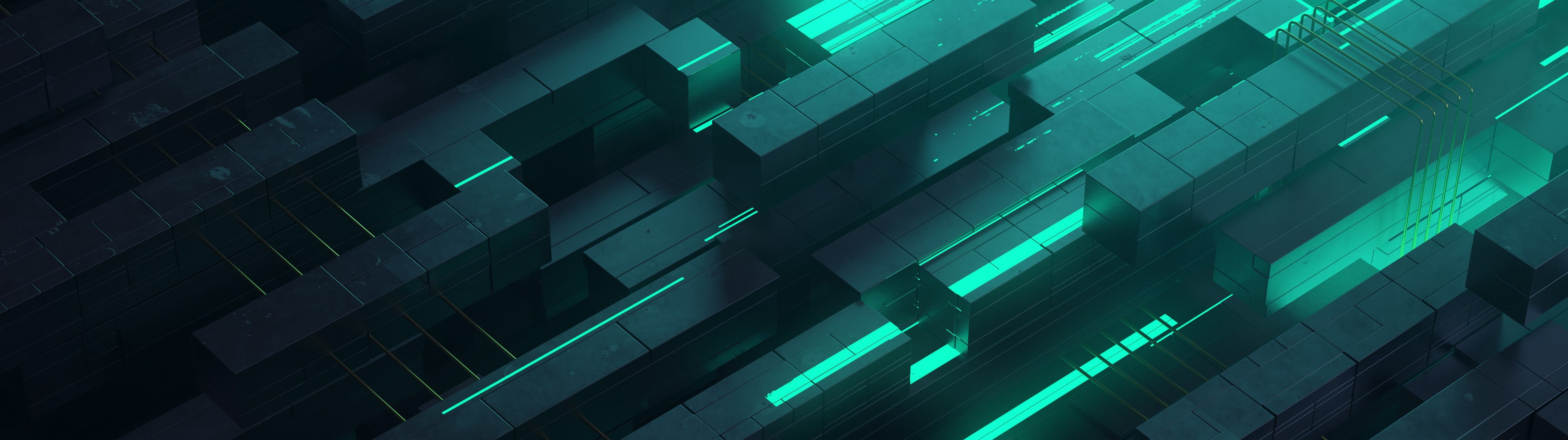 Abstract neon glow teal technology architecture 2k