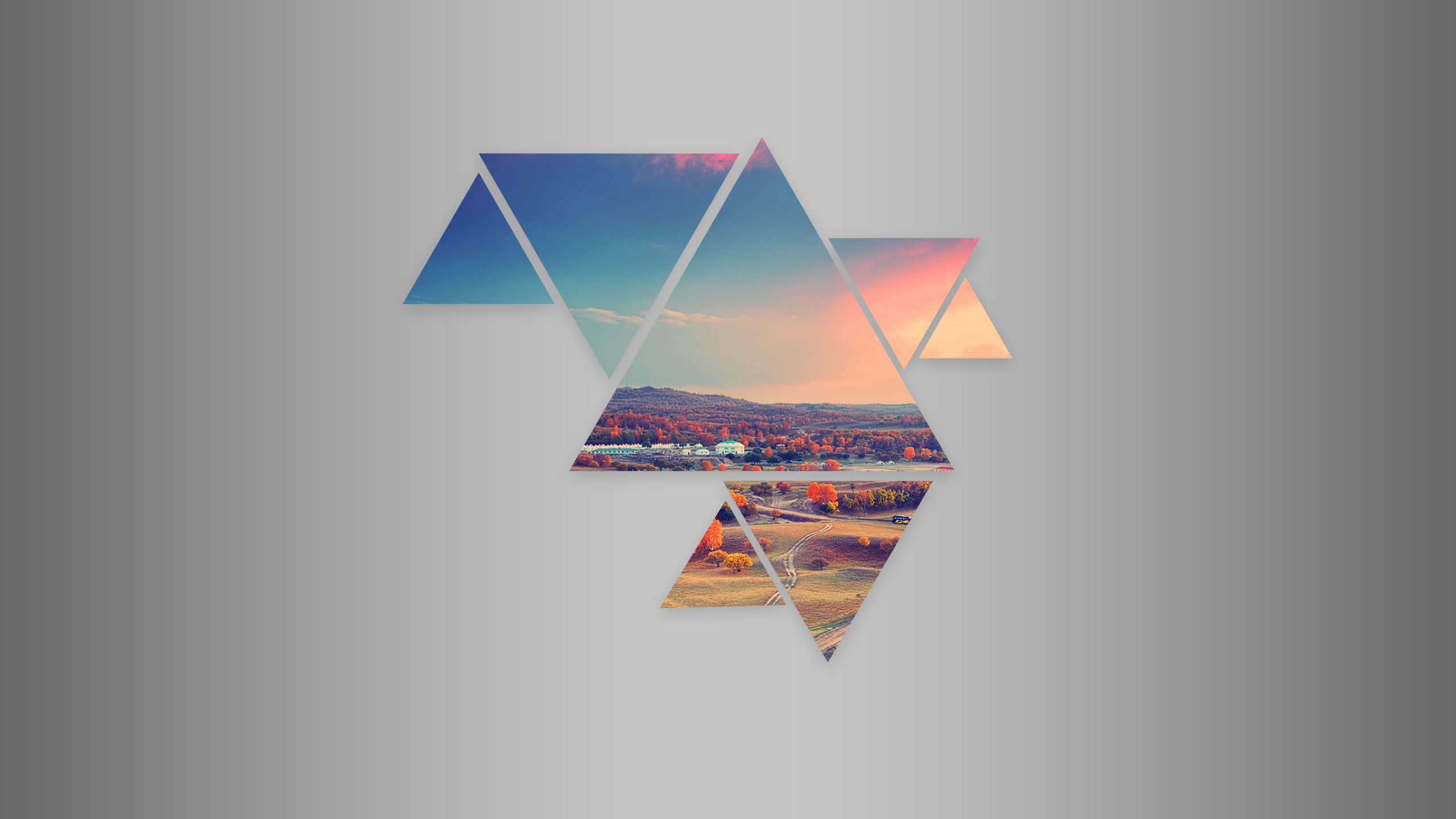 abstract sunset triangle digital art simple background 2k
