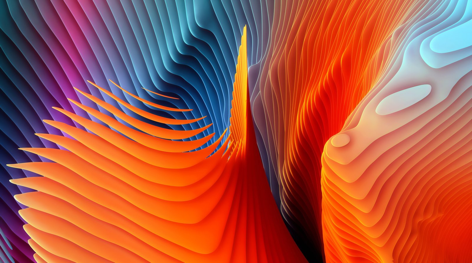 Apple Abstract orange white and blue abstract illustration 2k 4k 5k