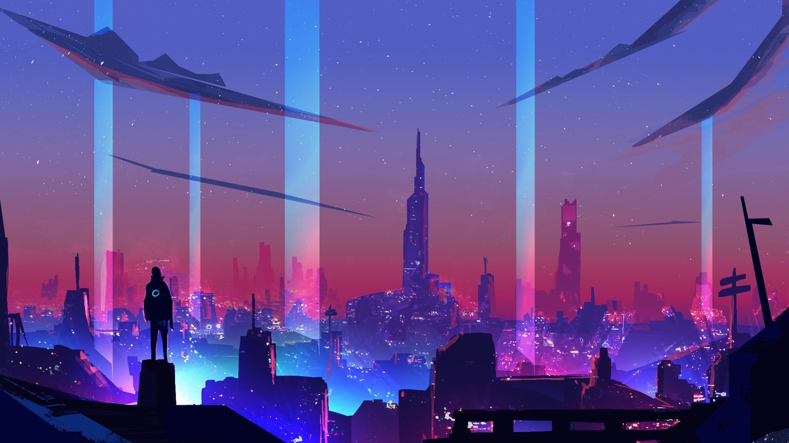 Neon Wave Futuristic City 2k
