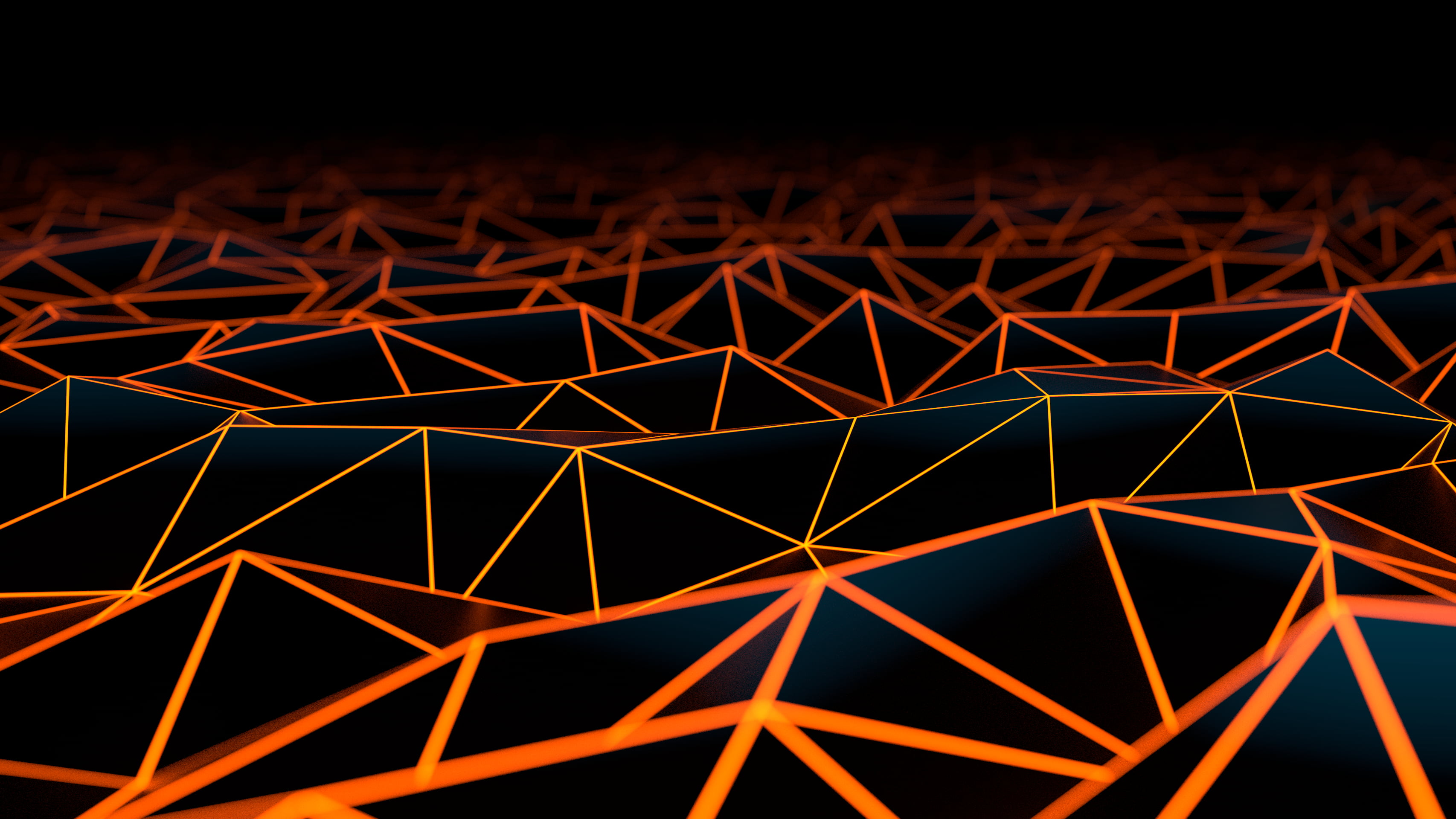 black and orange surface digital art geometry texture dark 2k