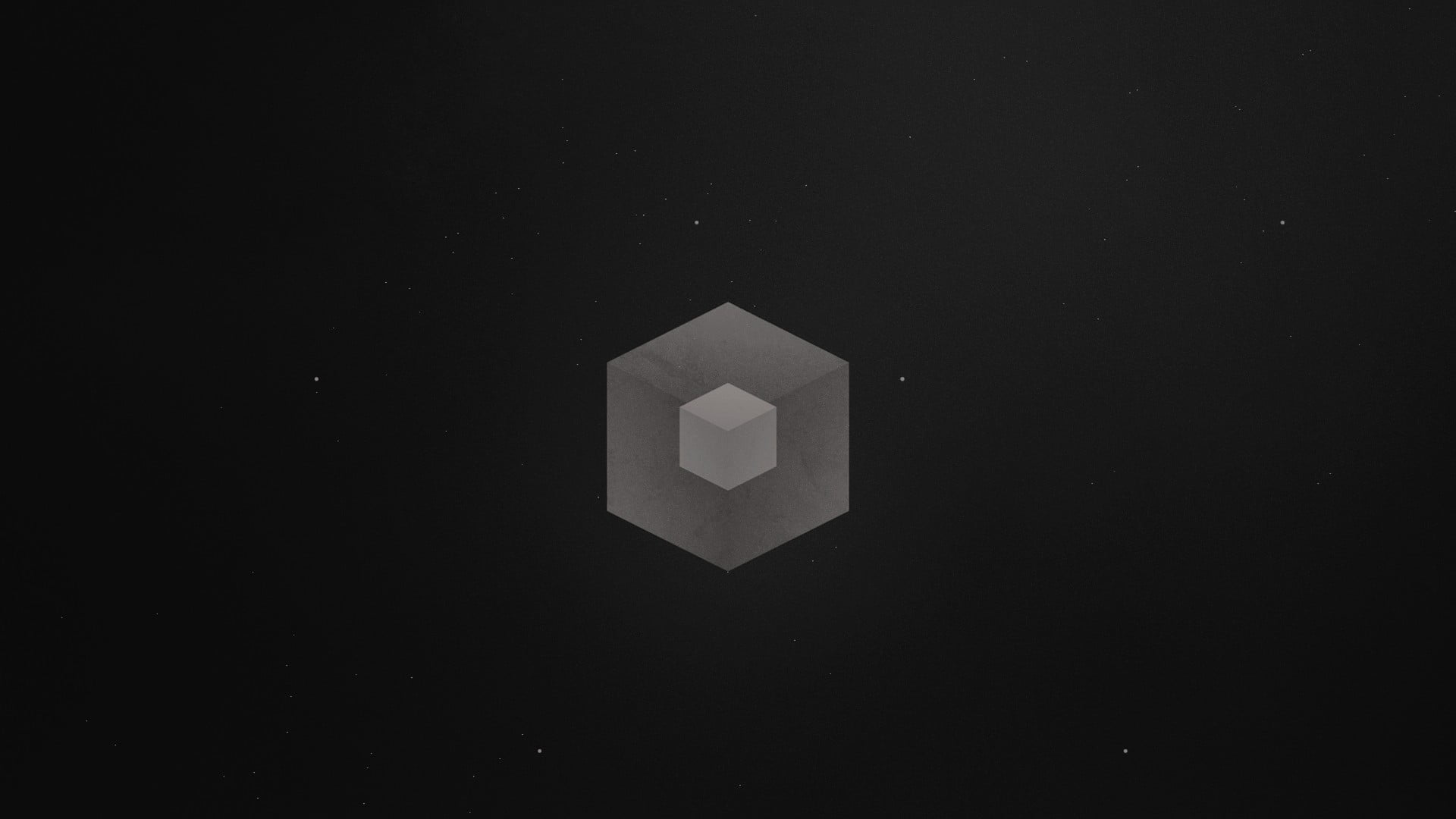 gray cube illustration minimalism simple artwork monochrome