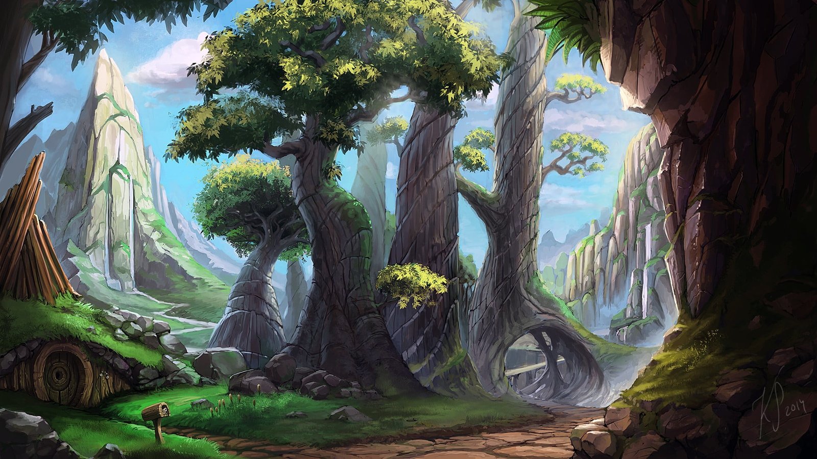 green leafed tree digital wallpaper The Hobbits