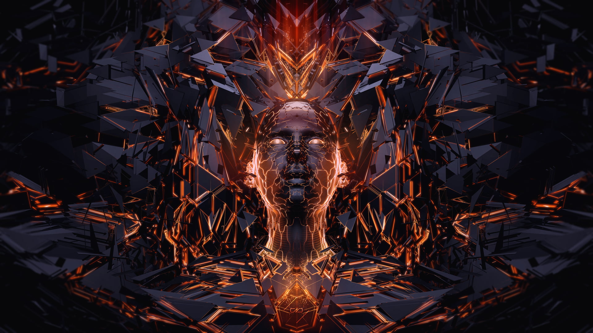 human formed graphics abstract digital art front view