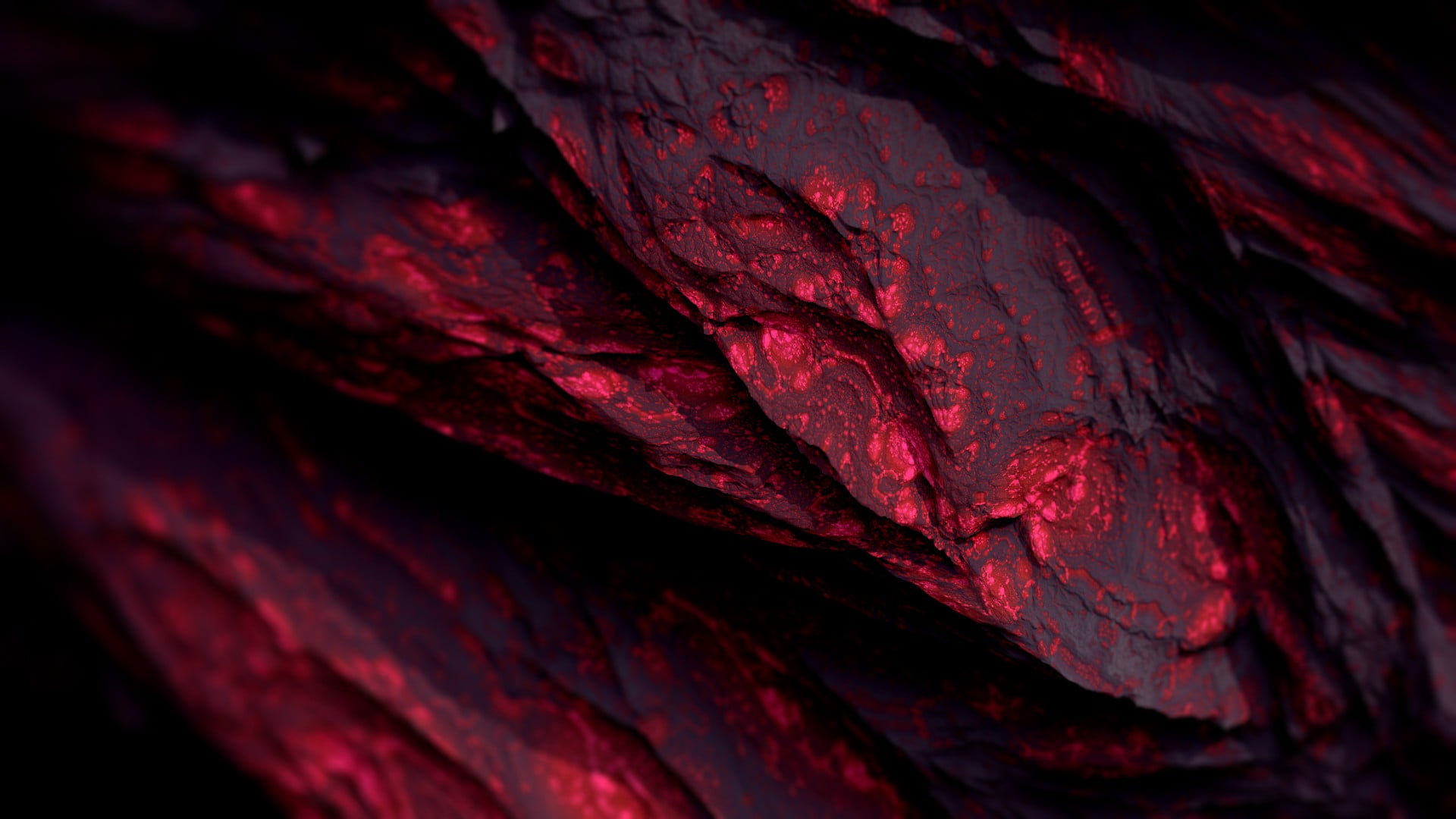 red wallpaper Procedural Minerals dark abstract CGI render