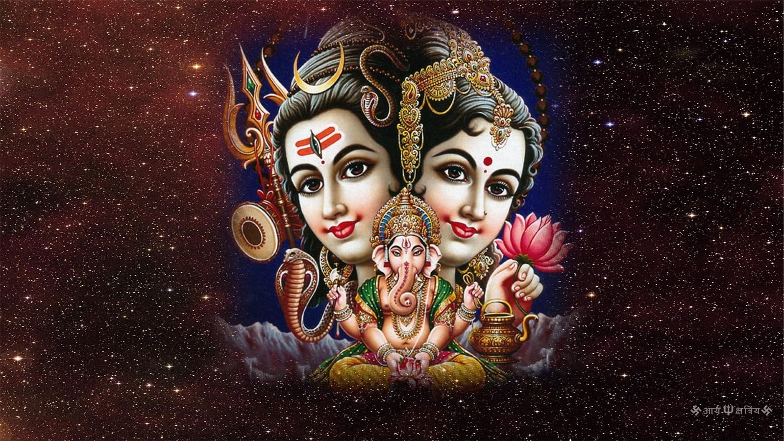 Shiva Parvati Ganesh siva ganpati ganesha goddess and abstract