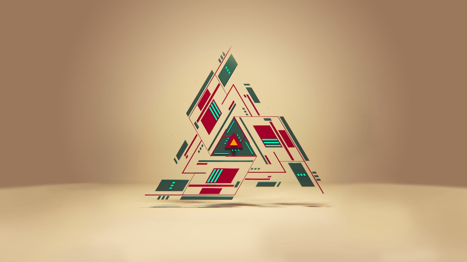 triangular green and red tool triangle logo geometry