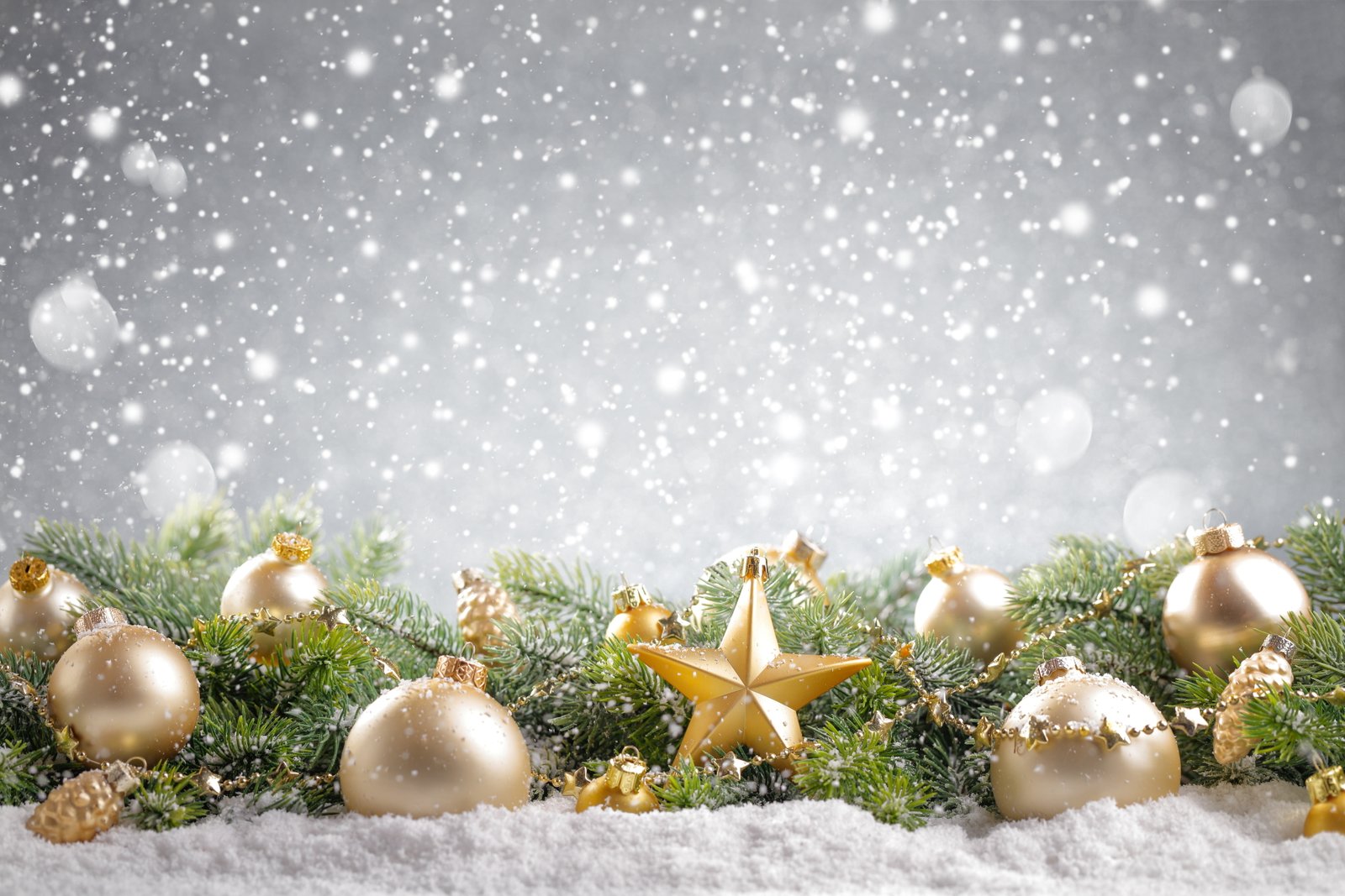 gold Christmas baubles winter snow decoration balls tree 45 2k 4k 5k