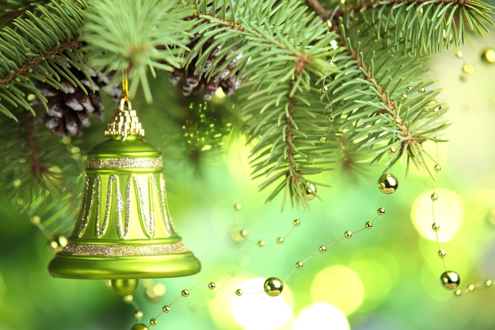 green and silver glitter Christmas bell ornament decoration 2k 4k 5k