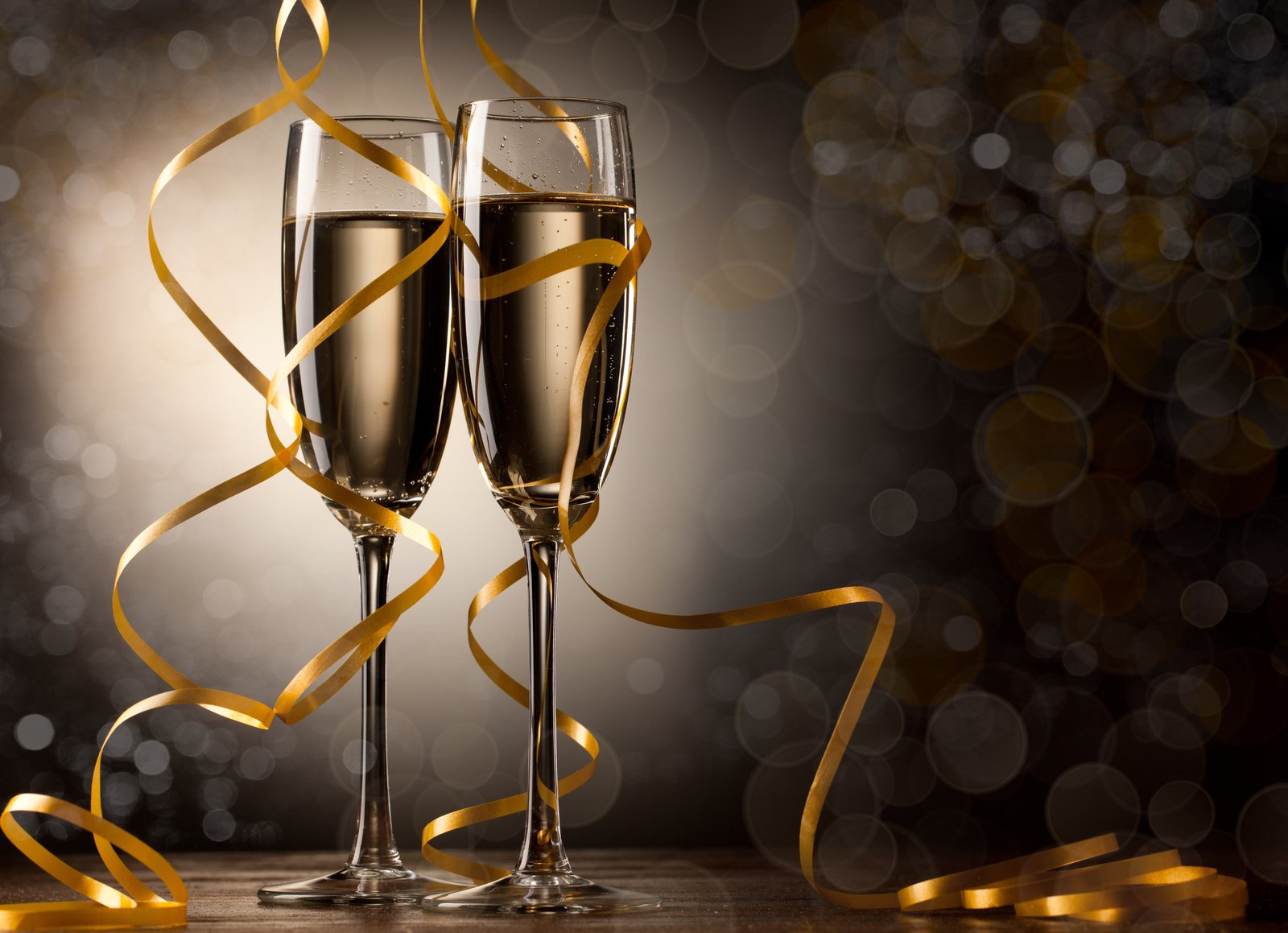 two clear champagne glasses tape holiday Christmas Happy New Year 2k 4k