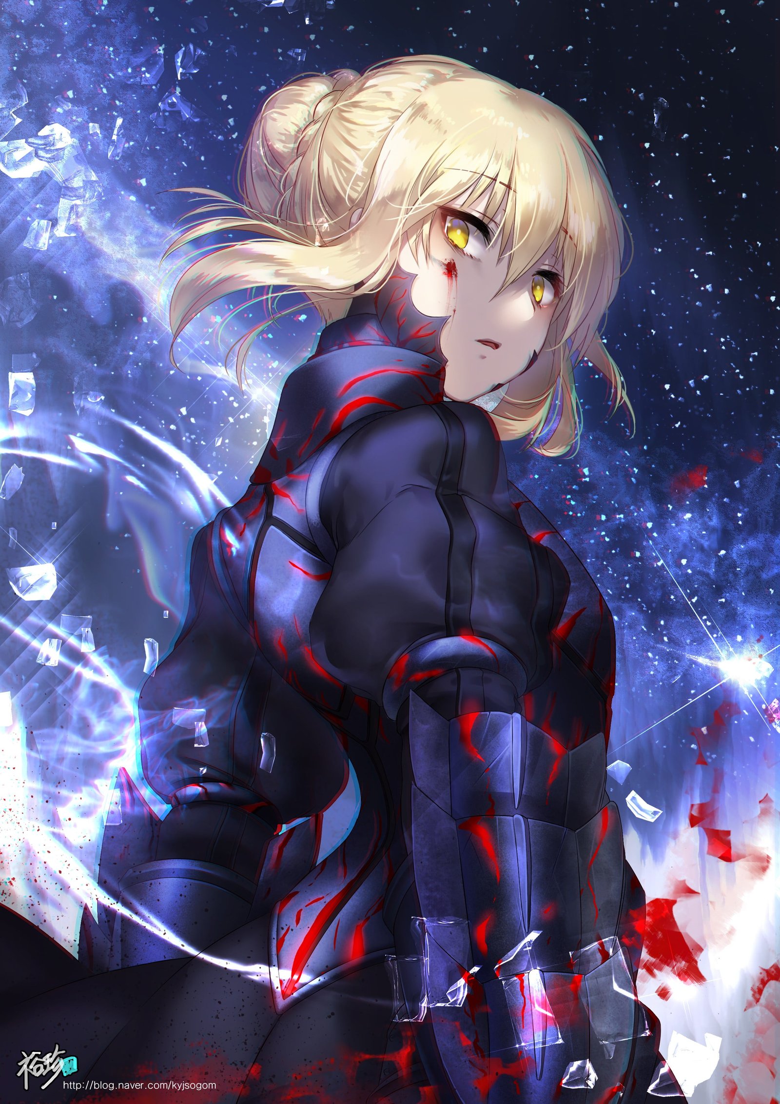 armor blood Fate Stay Night Saber Alter illuminated one person 2k