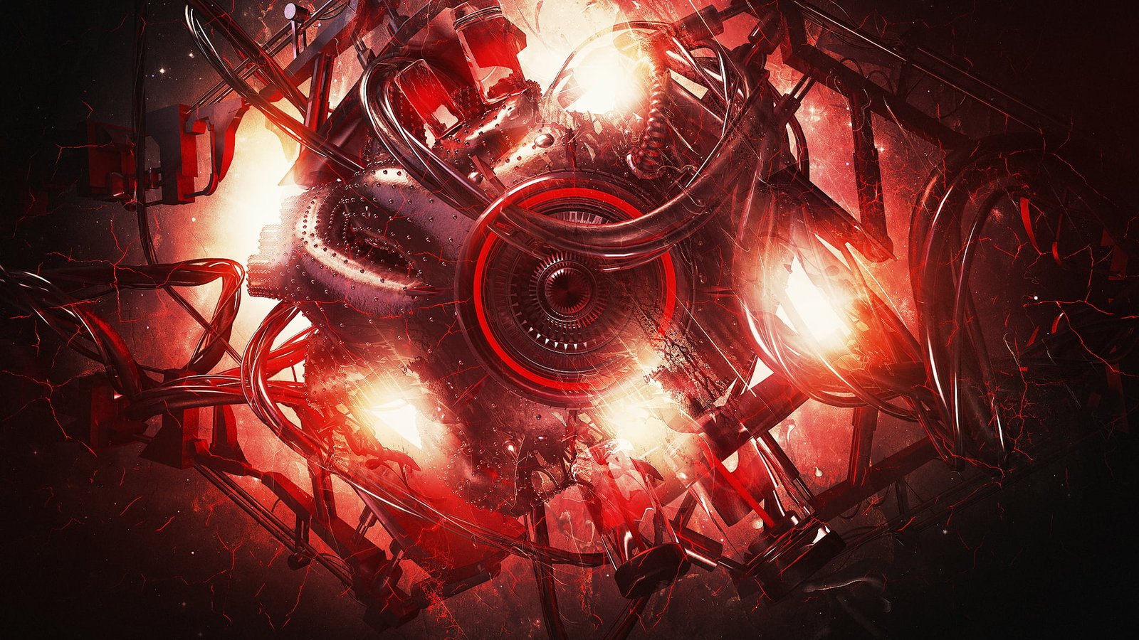 black and red camera illustration Lacza digital art abstract
