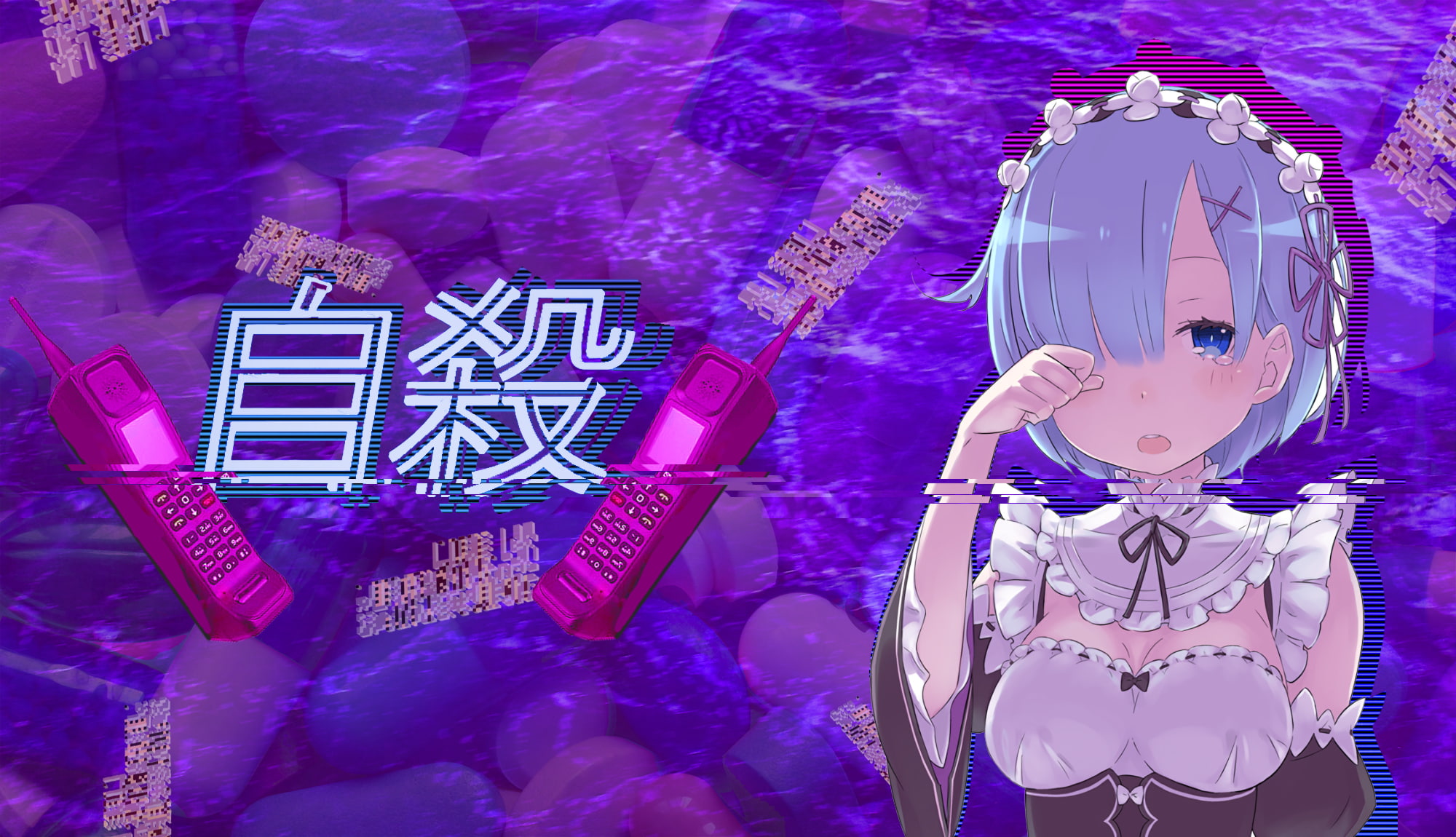 Re Zero Kara Hajimeru Isekai Seikatsu Rem vaporwave representation 2k