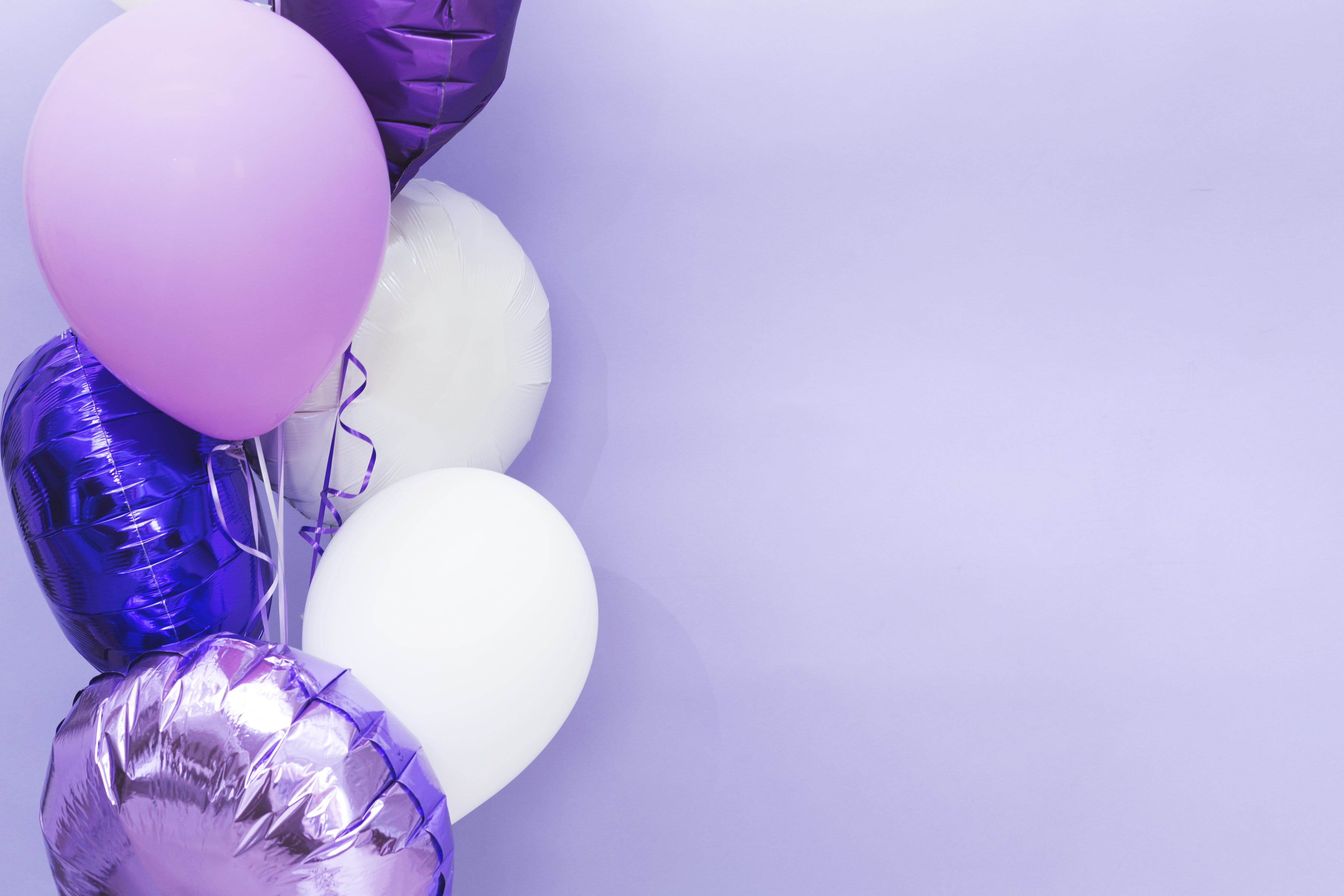 Purple Balloons On The Left Side Photo Happy Birthday Celebrate 2k 4k