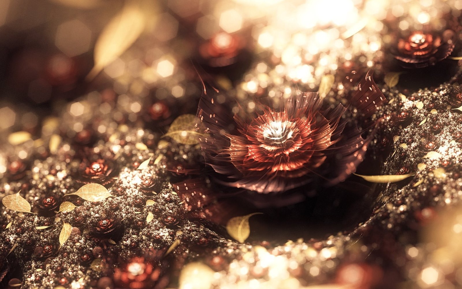 black and red flower fractal abstract bokeh digital art selective focus