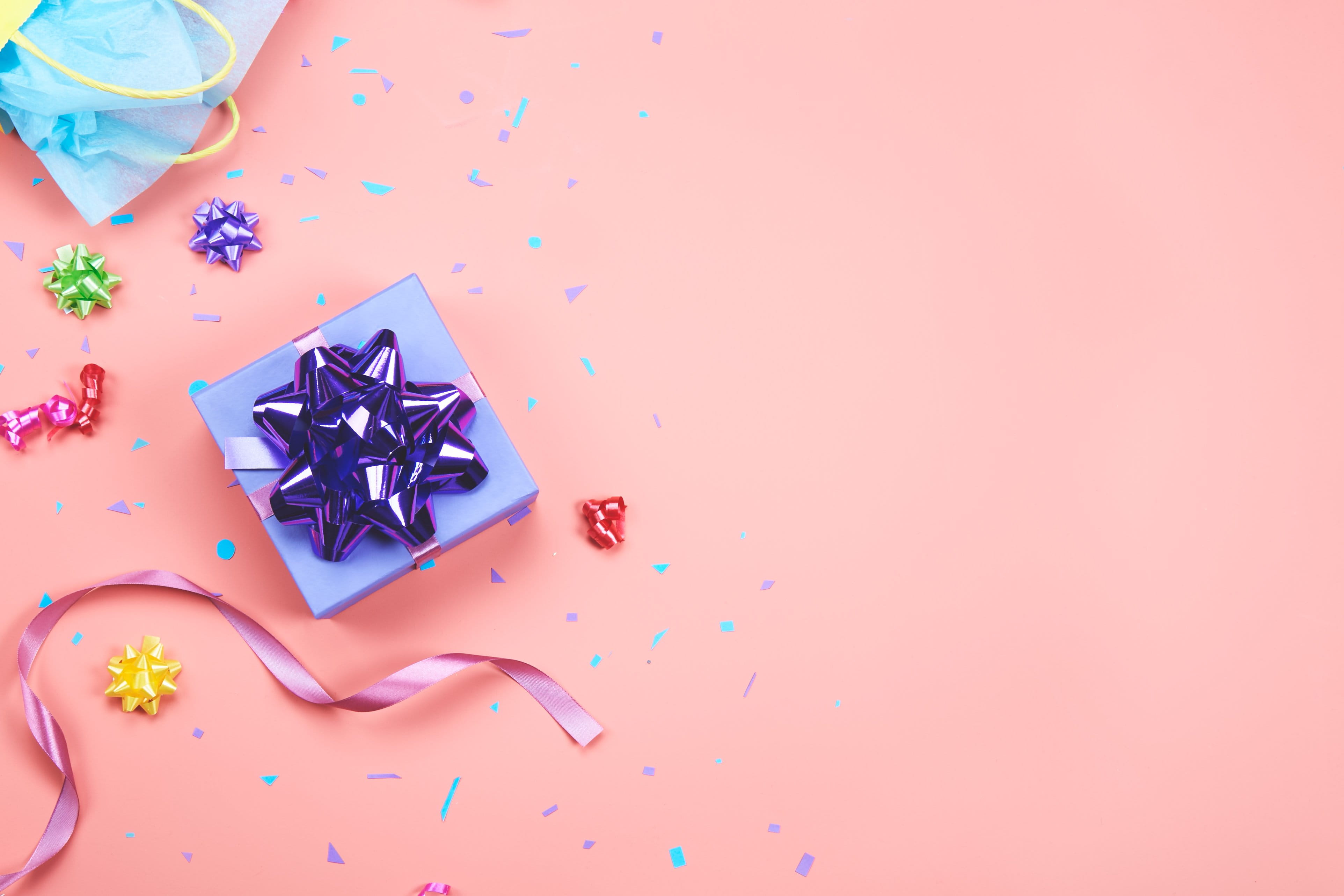 Wrapping Presents Photo Flatlay Colourful Gifts Box Happy Birthday 2k