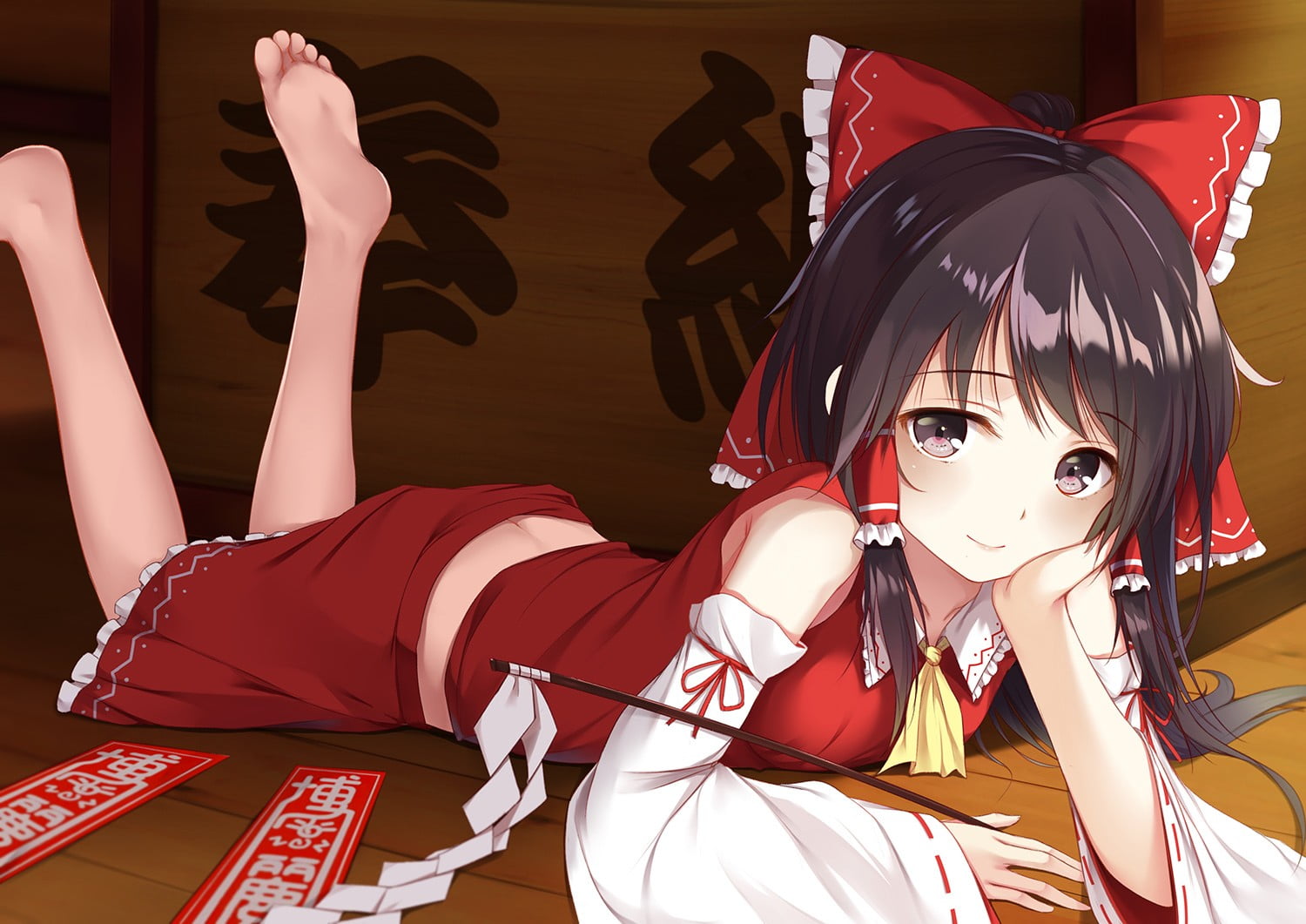 female anime character Christmas Hakurei Reimu Japanese clothes