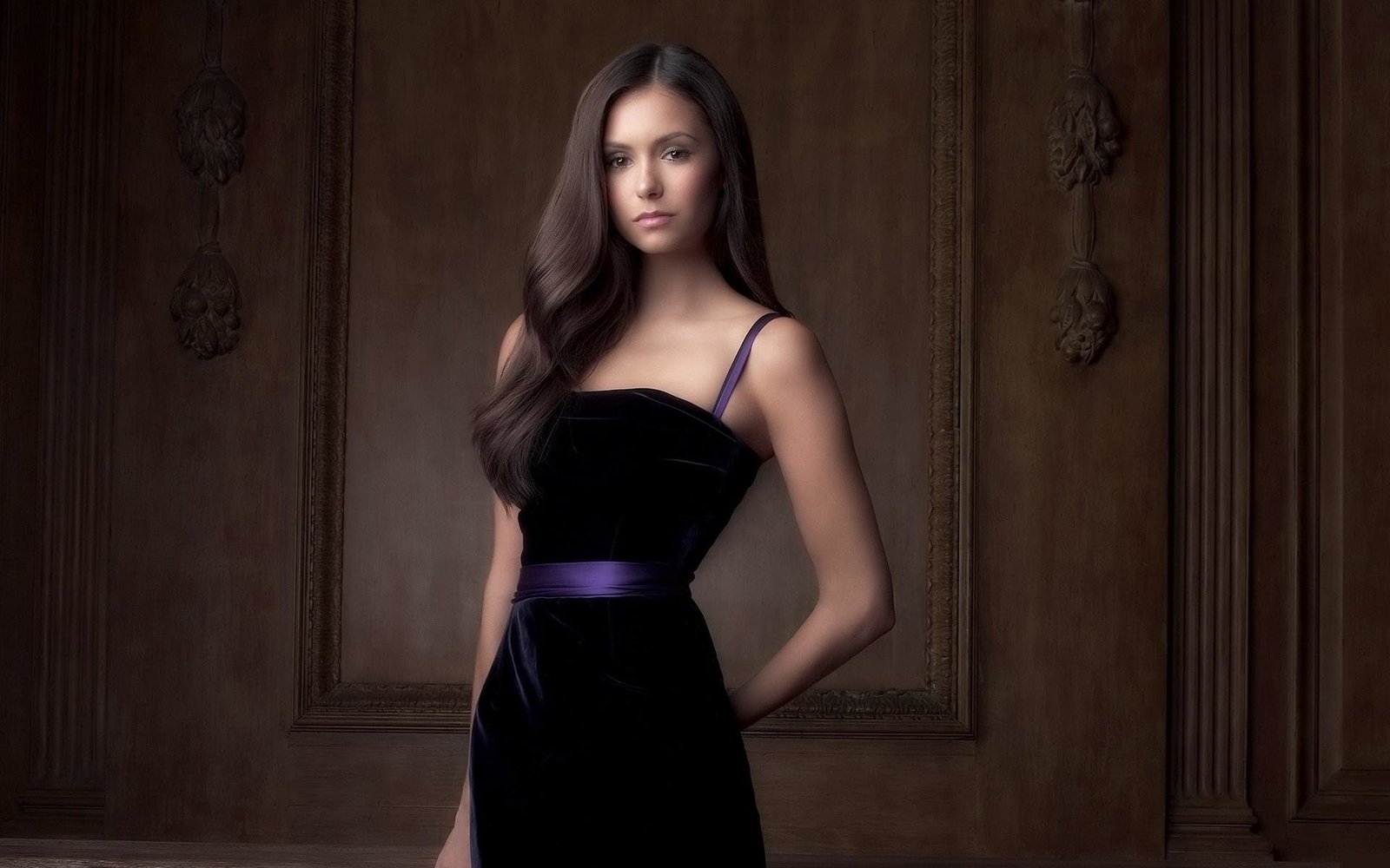 Actresses Nina Dobrev Black Dress fashion beautiful woman