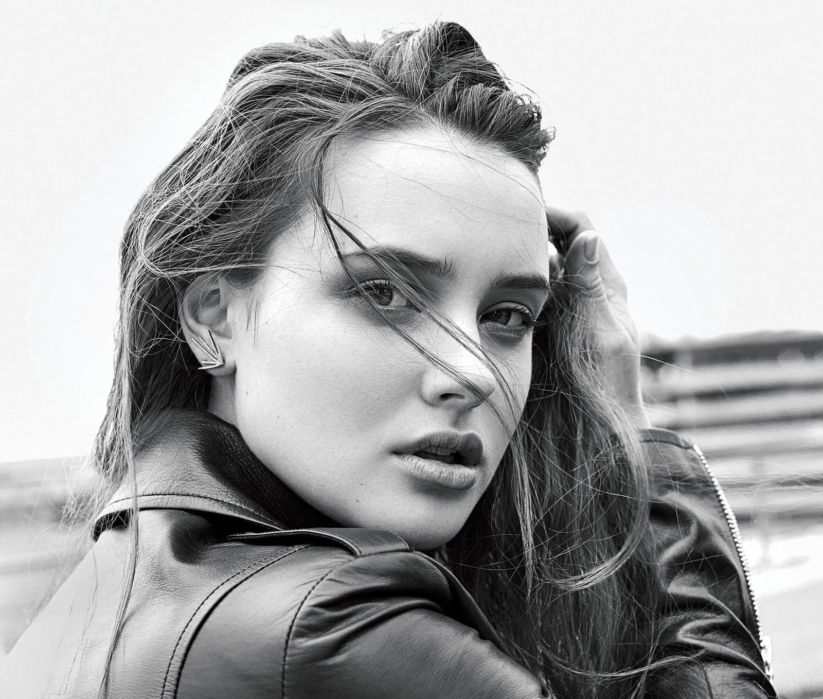 Actresses Katherine Langford Black amp; White Face Monochrome