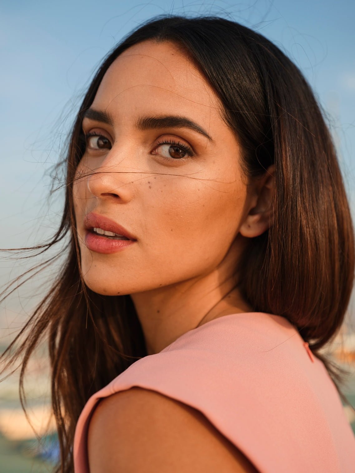 Adria Arjona women actress Latinas long hair face closeup