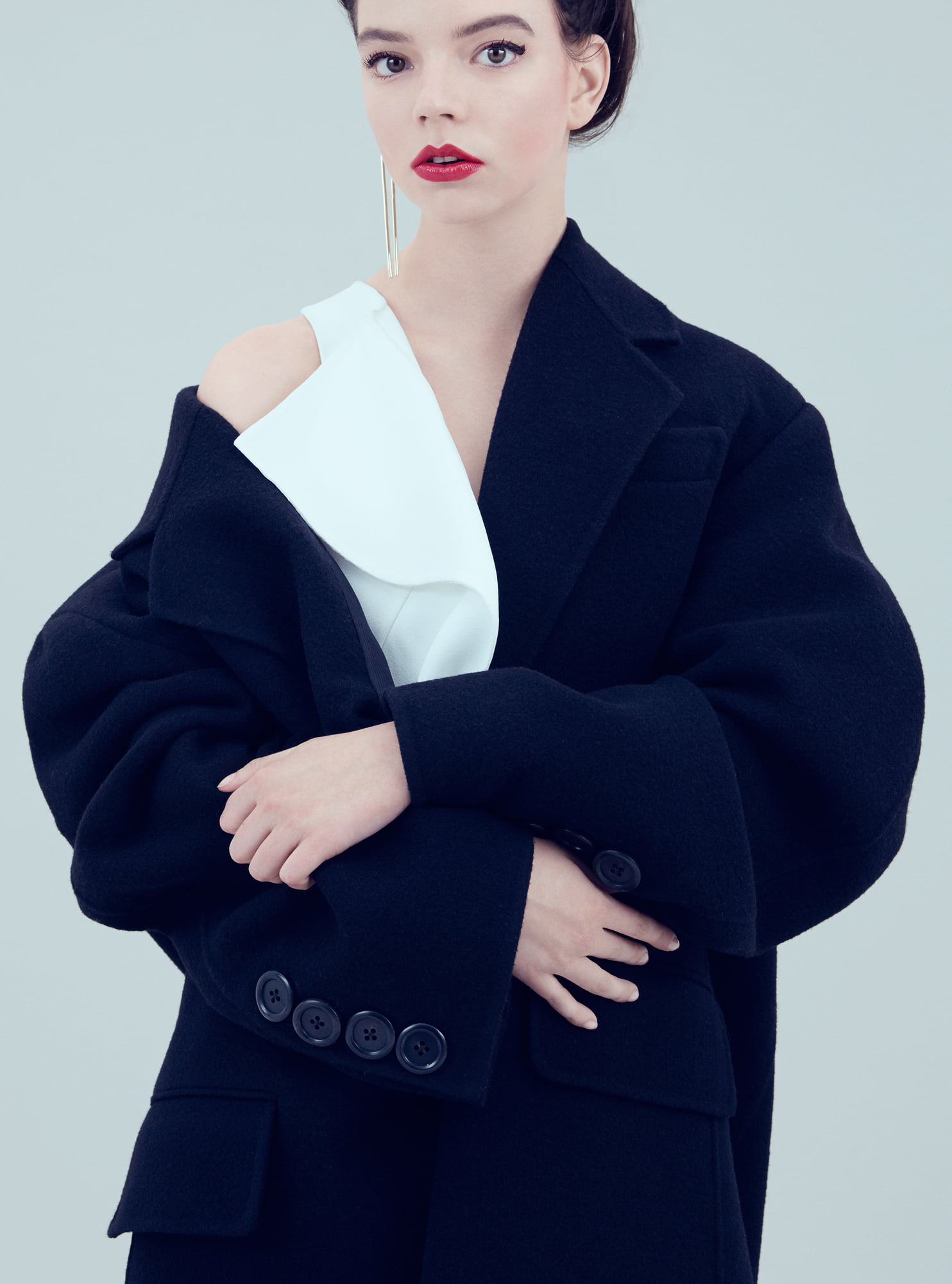 Anya Taylor Joy actress women simple background brunette