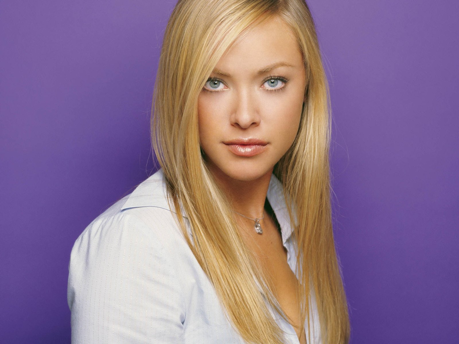 American Actress Kristanna Loken women's white button up top