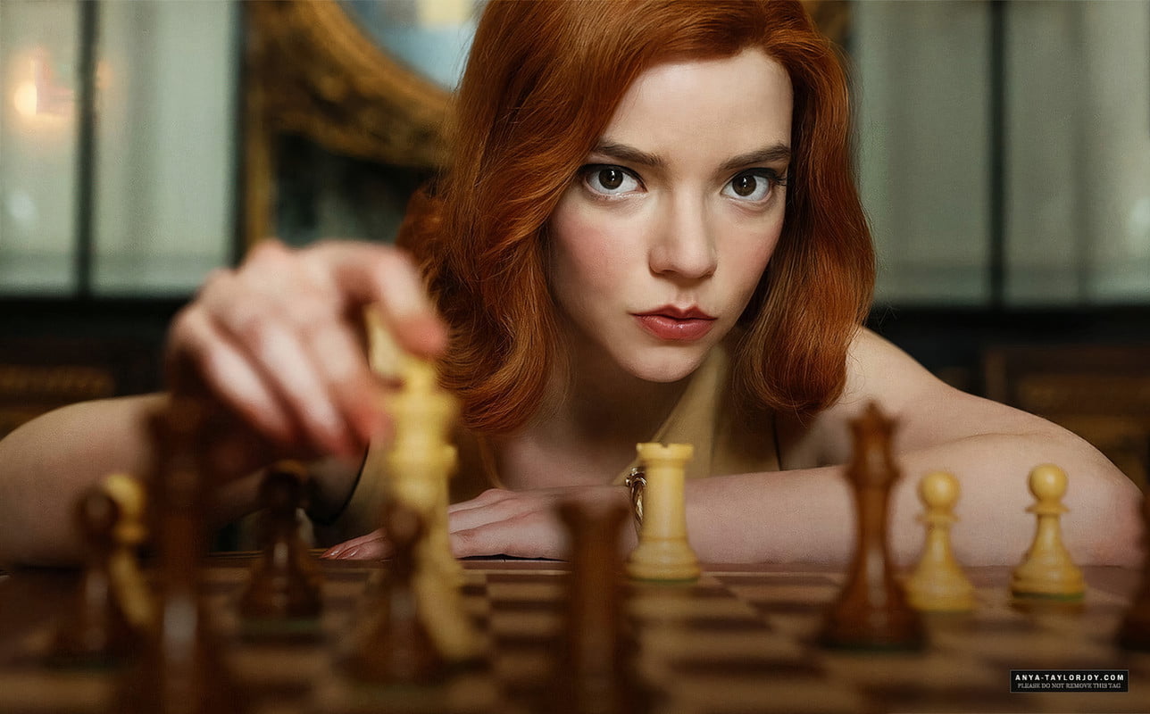 Anya Taylor Joy women actress redhead chess The Queen's Gambit
