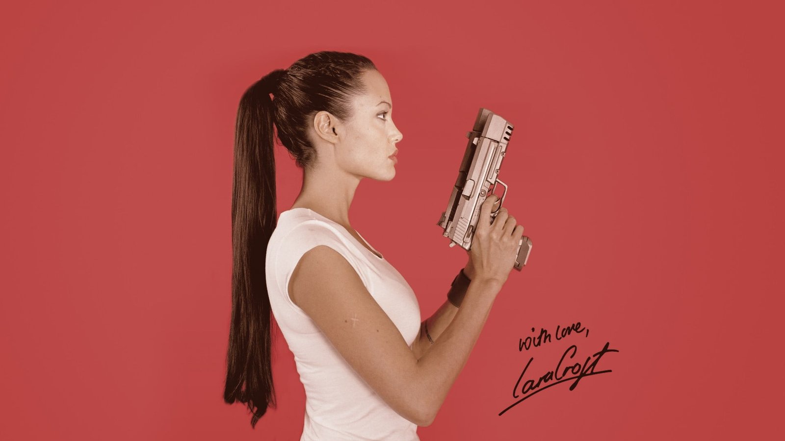 Angelina Jolie actress celebrity Lara Croft pistol women
