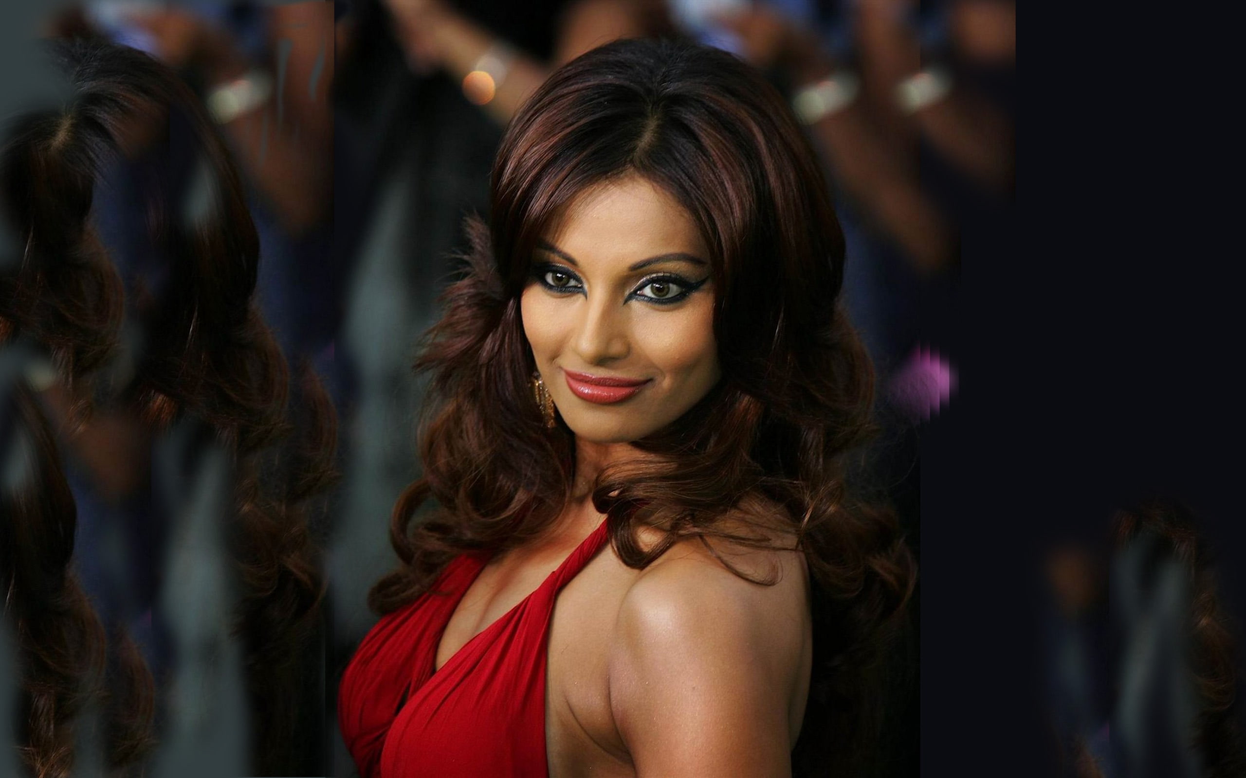 Bipasha Basu in Red bollywood actress brunette smile indian 2k