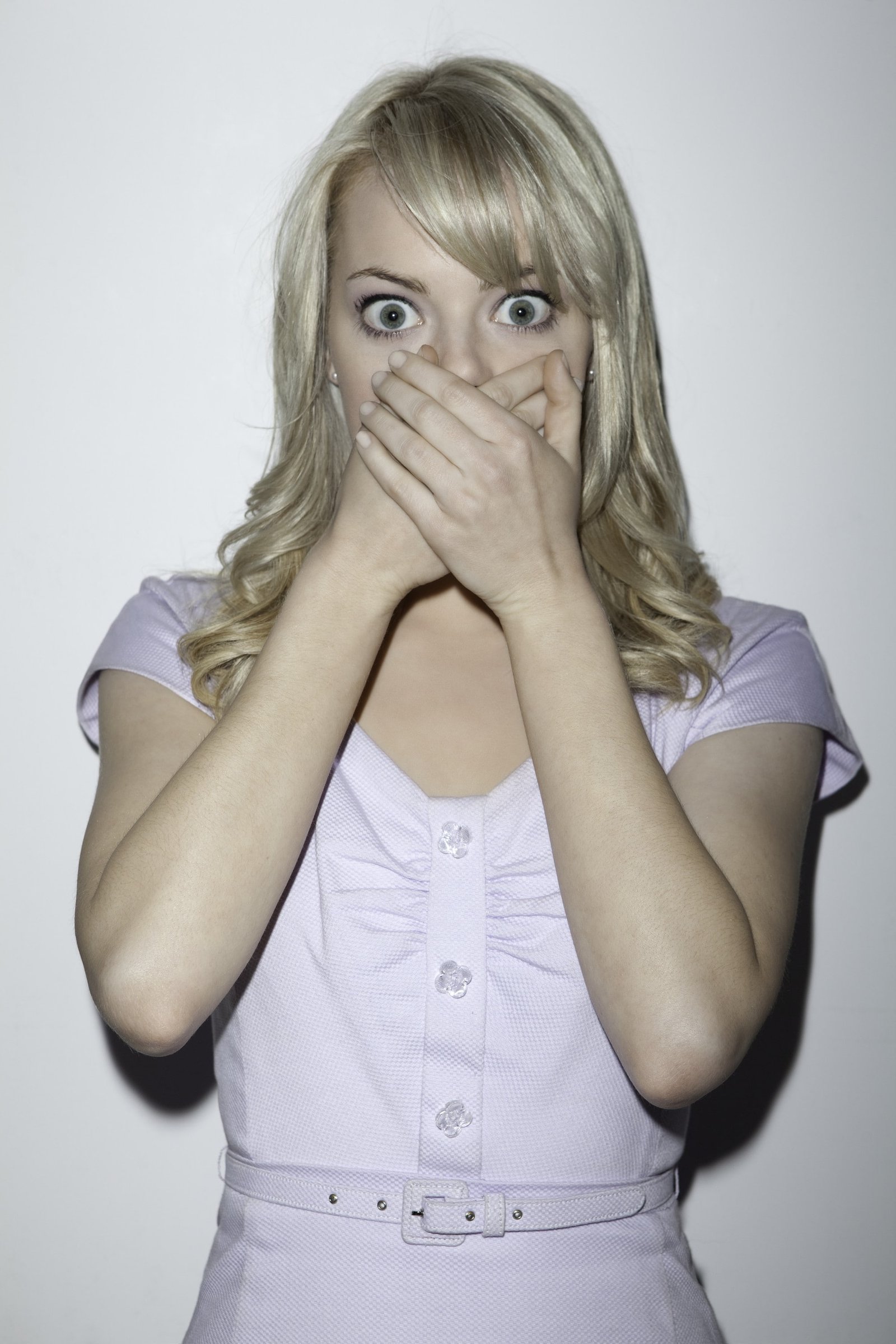 Emma Stone covering face blonde eyes women actress celebrity 2k