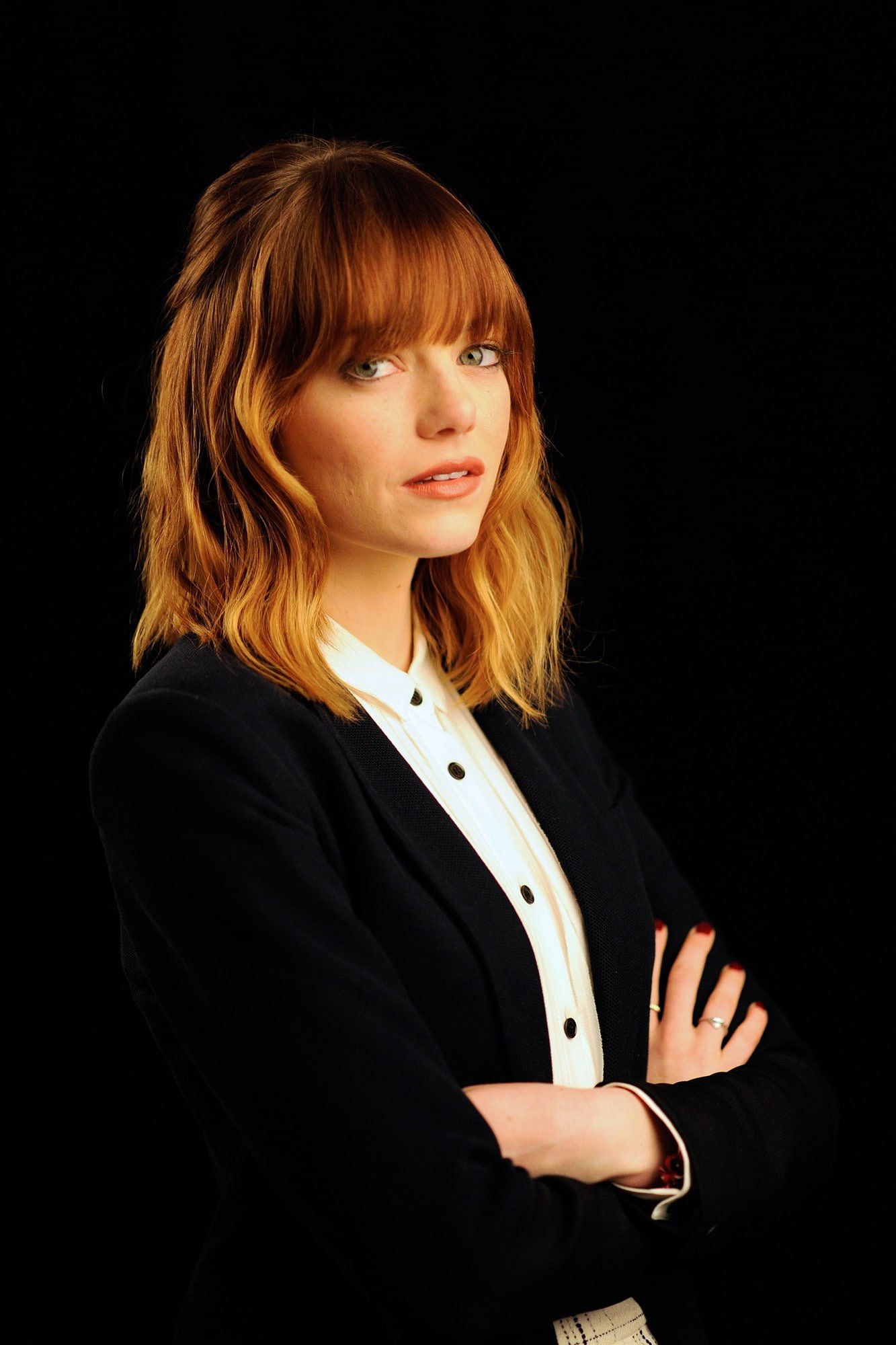Emma Stone portrait painted nails women actress celebrity