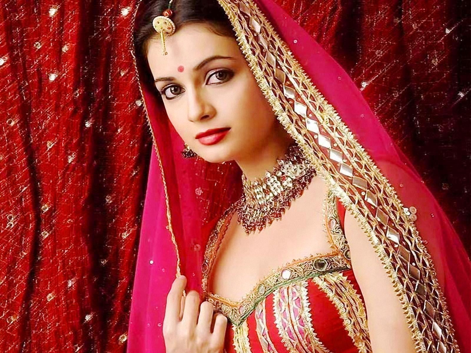 Diya Mirza In Saree red and brown dress Female Celebrities