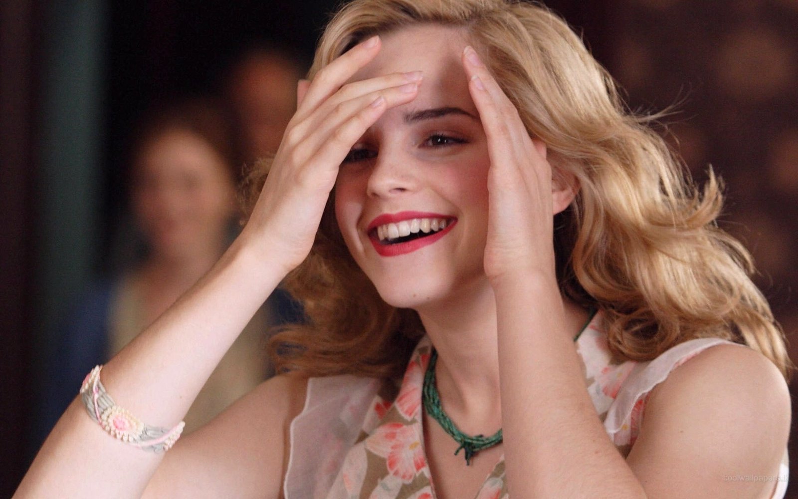 Emma Watson actress bracelets necklace smiling celebrity