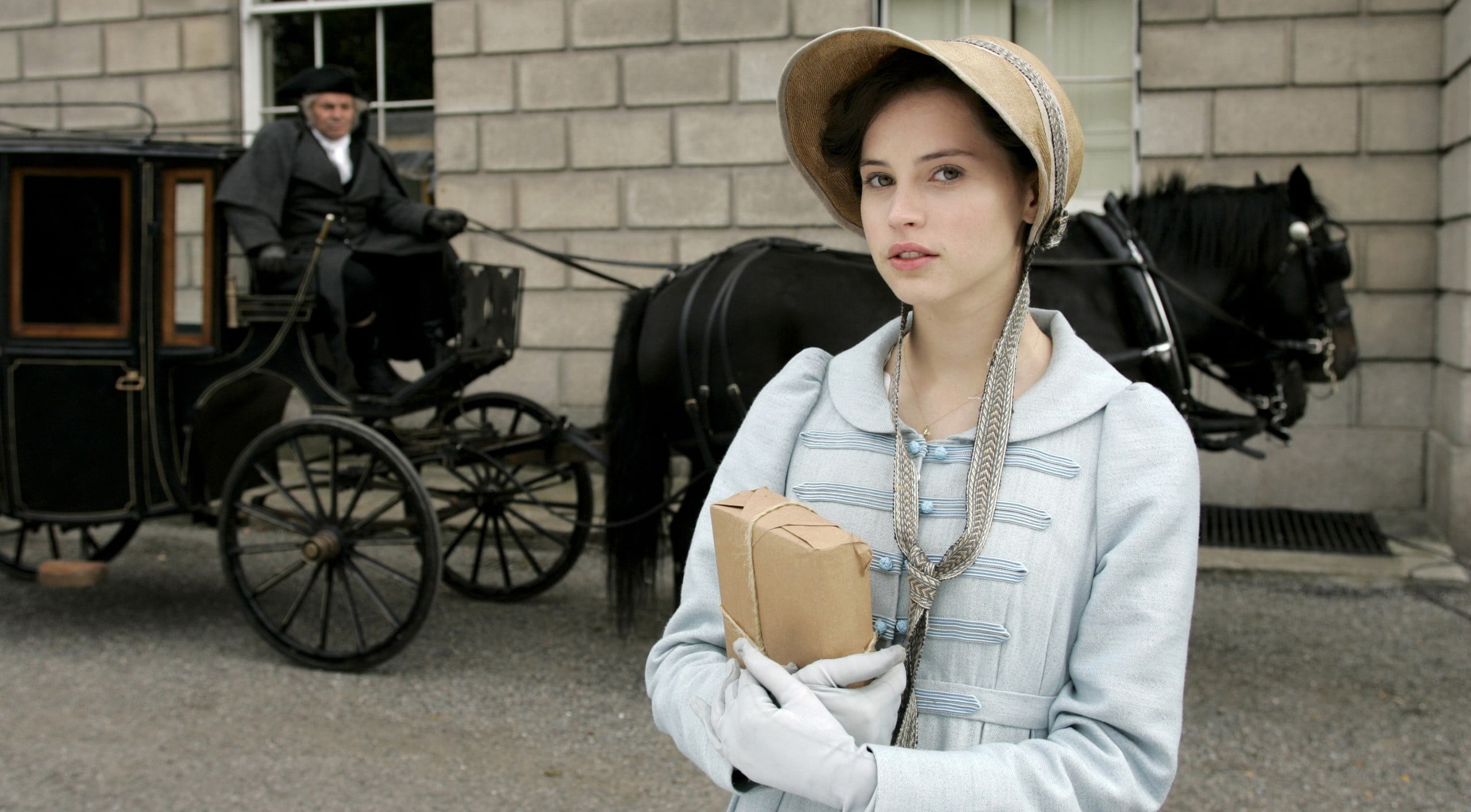 Felicity Jones actress women green eyes Northanger Abbey 2k