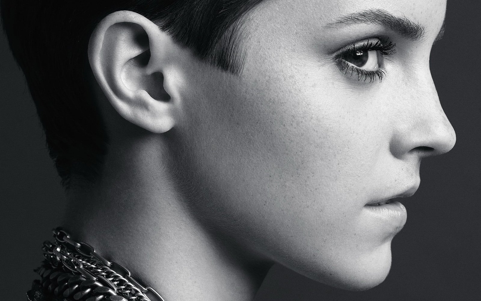 Emma Watson actress women face profile celebrity monochrome