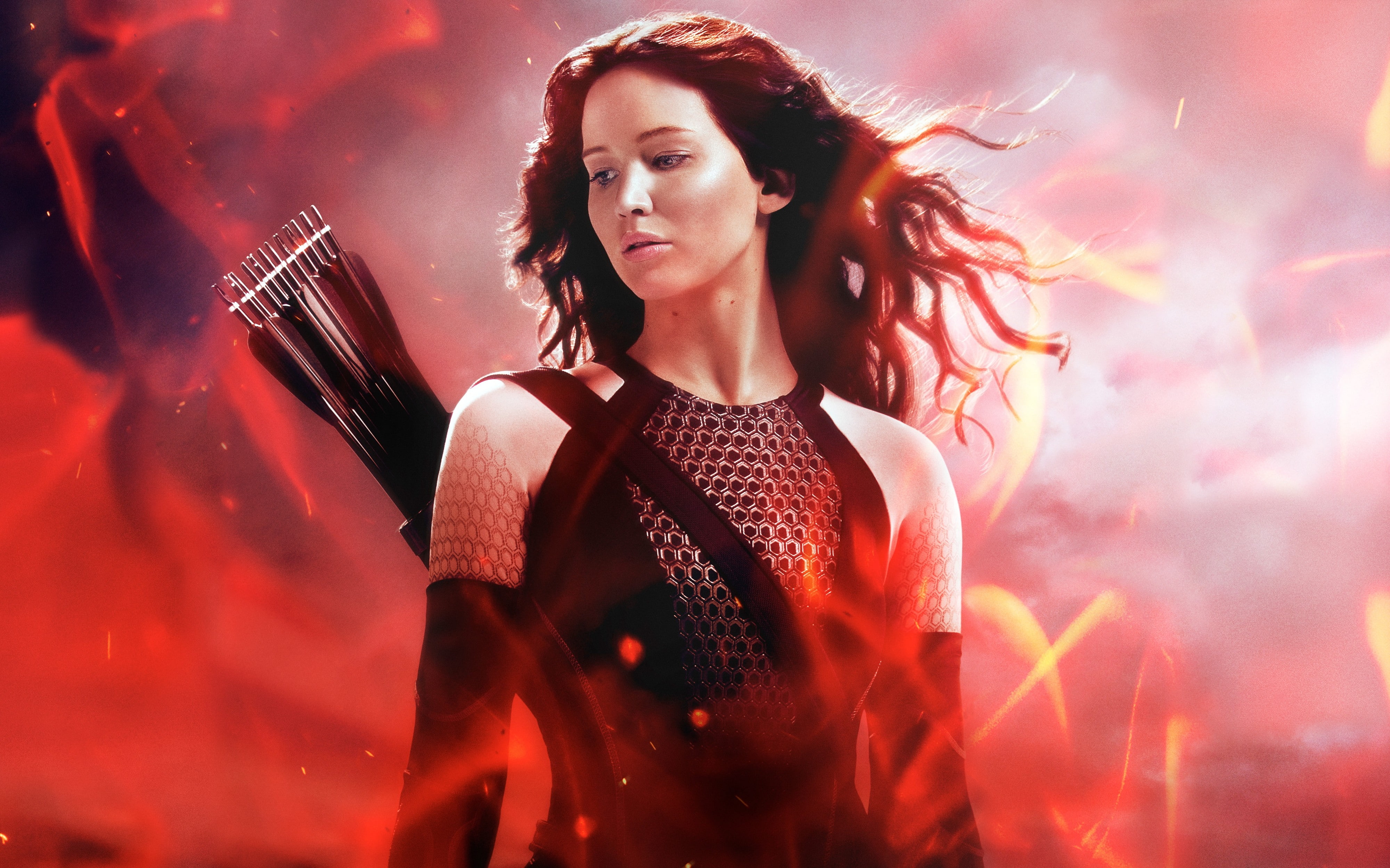 Jennifer Lawrence Actress The Hunger Games Wind Arrows Look Away 2k 4k