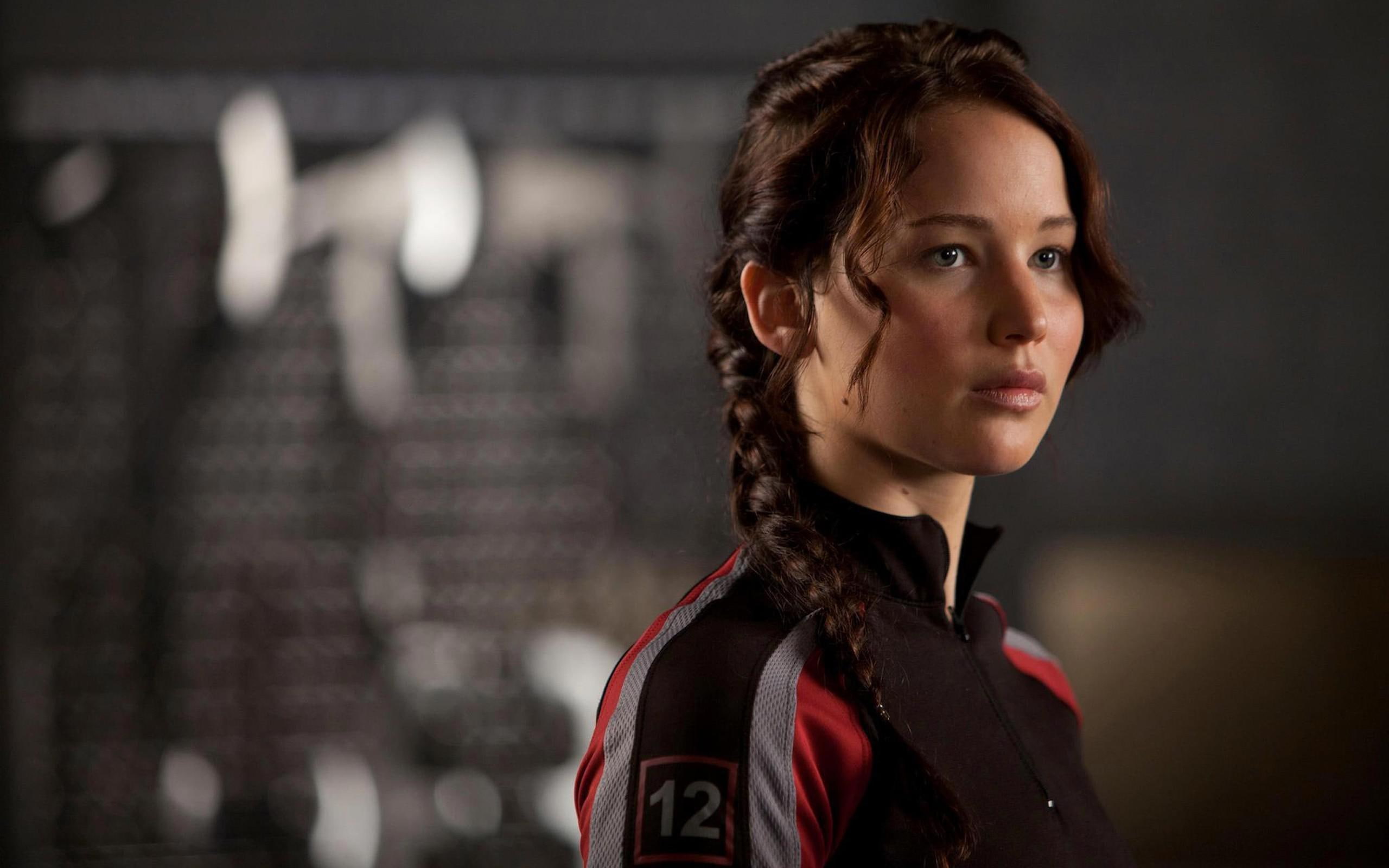 Jennifer Lawrence brunettes women movies actresses braids Katniss Everdeen The Hunger Games 2k