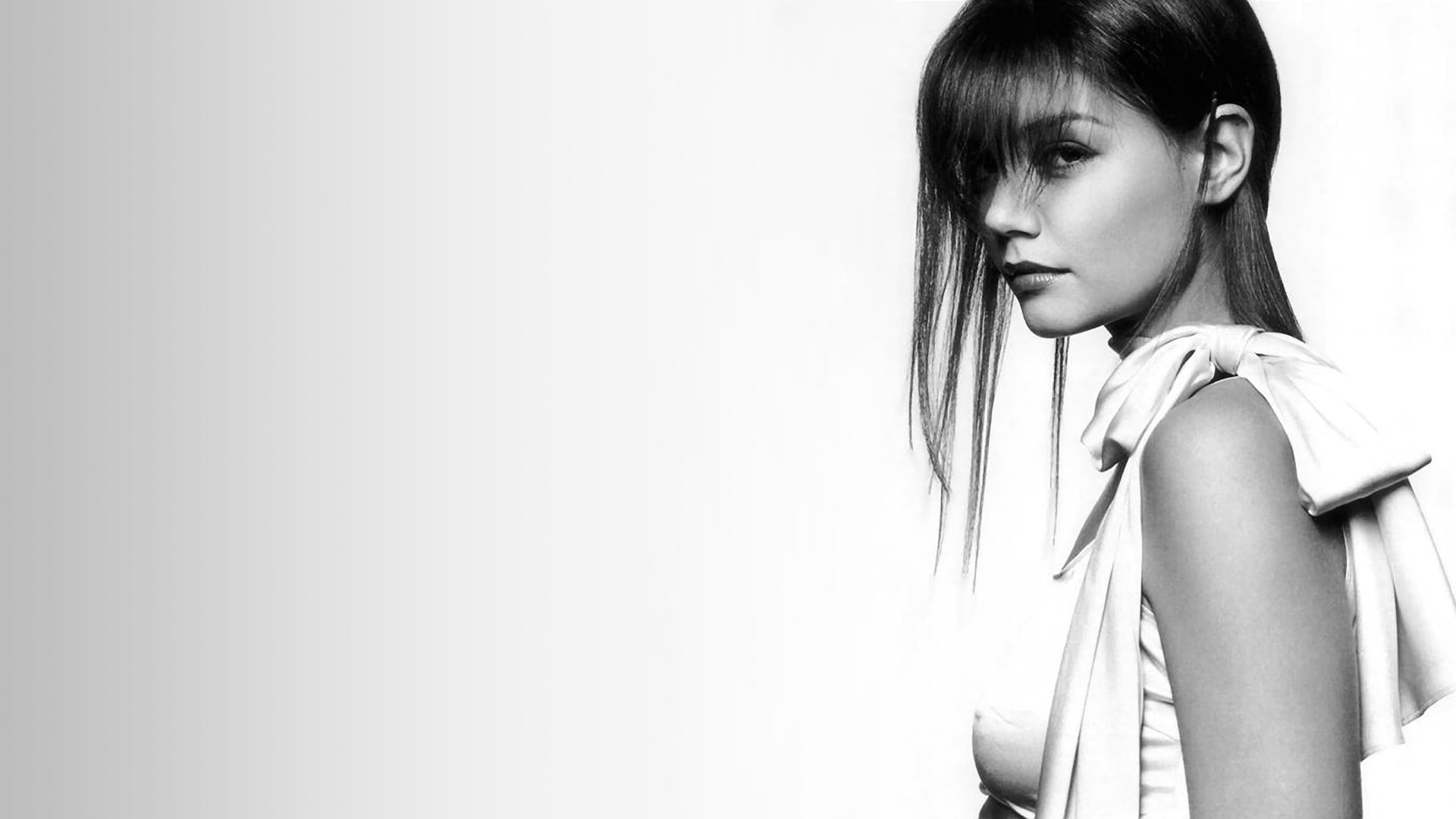 Katie Holmes women monochrome simple background actress