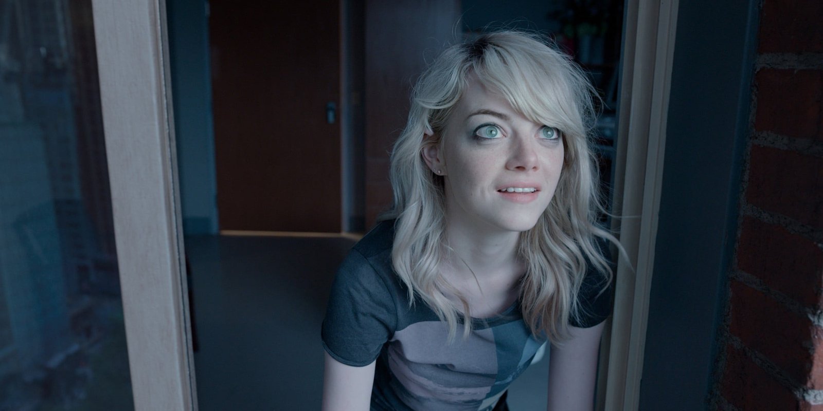 men's gray boat neck T shirt Emma Stone Birdman actress women 2k